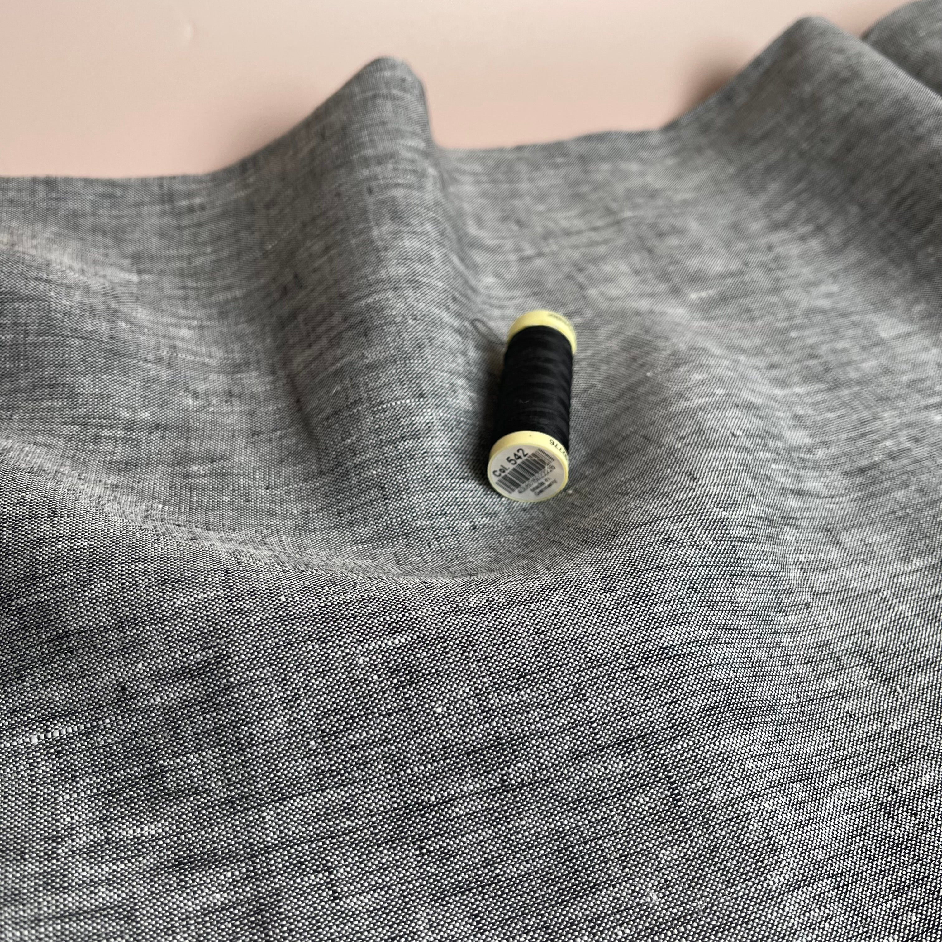 Yarn Dyed Pure Linen Fabric in Dark Grey