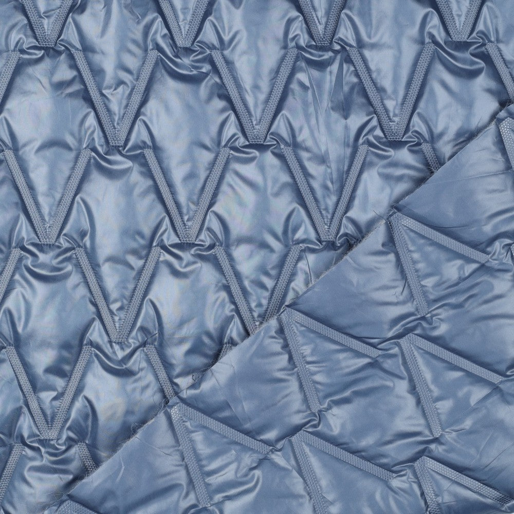 Reversible Quilted Puffer Fabric in Denim Blue
