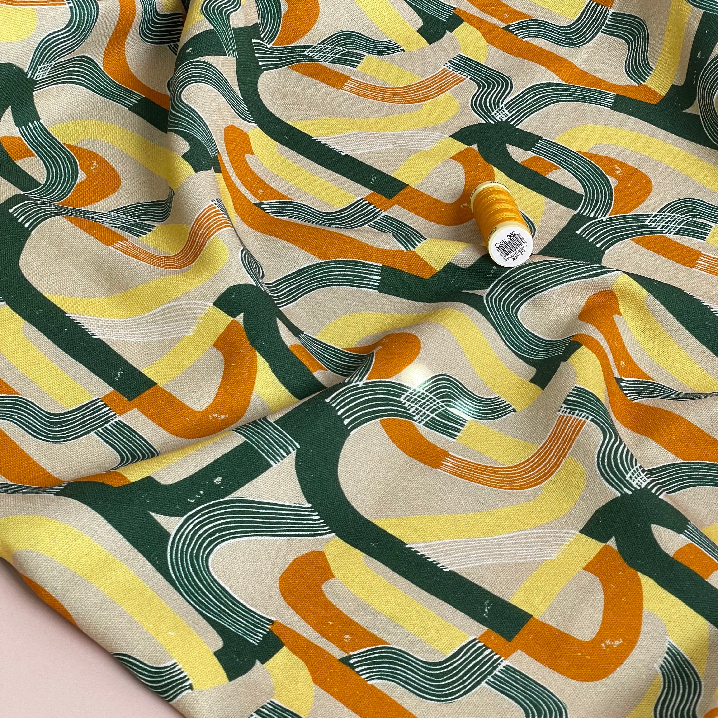 Colourful Swirls Viscose Linen Fabric