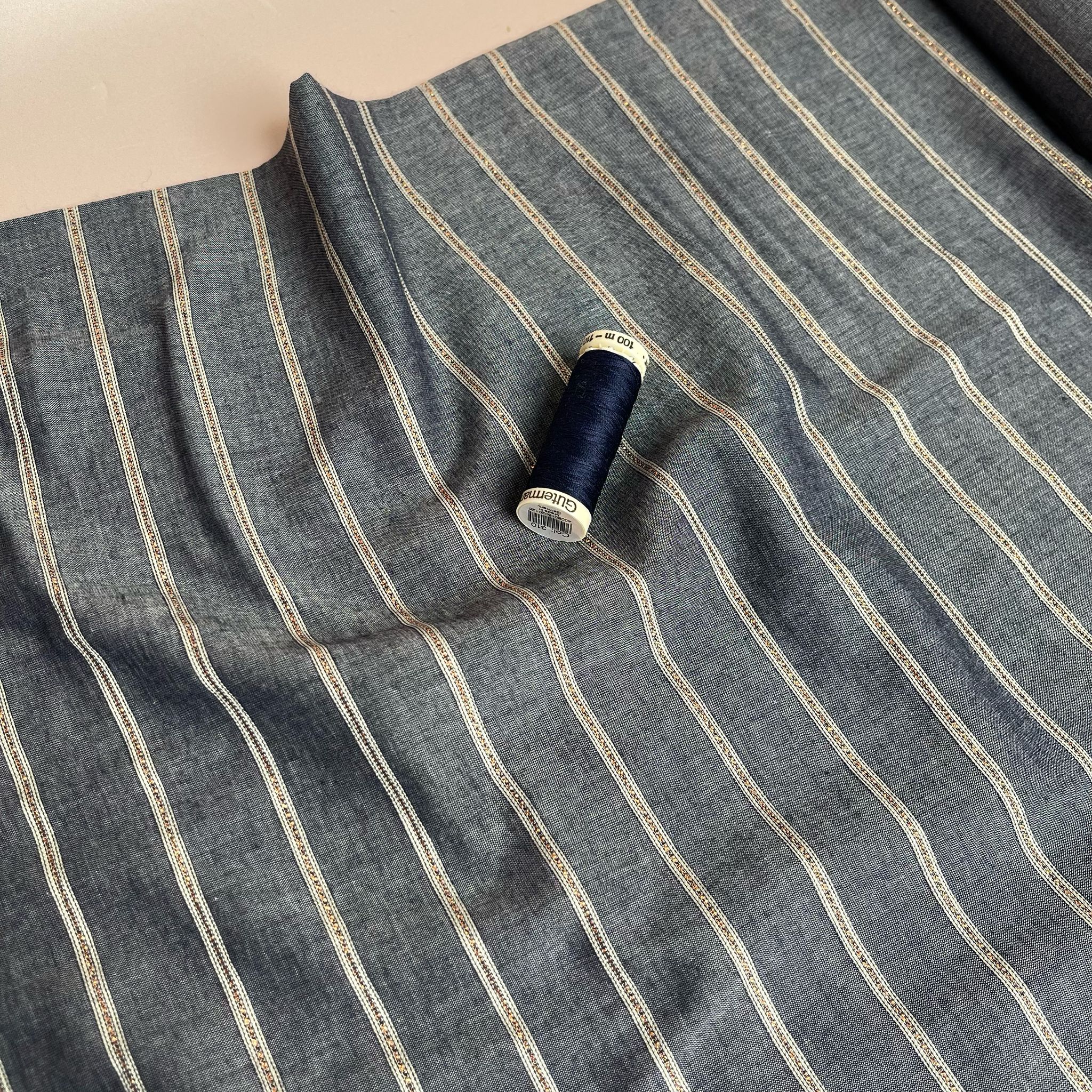 Ex-Designer Deadstock Lurex Stripes Cotton Viscose Chambray