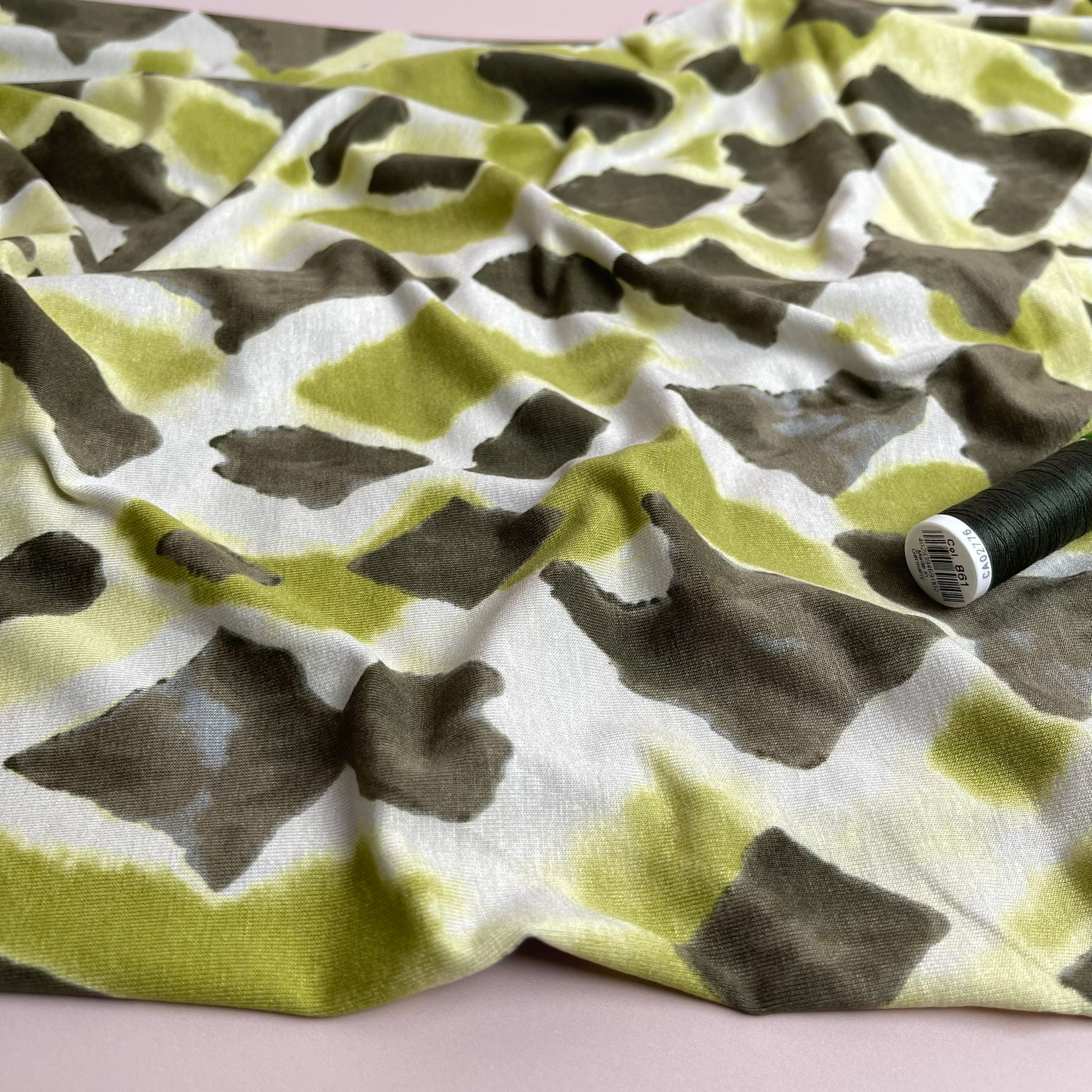 Green Diamonds Viscose Jersey Fabric