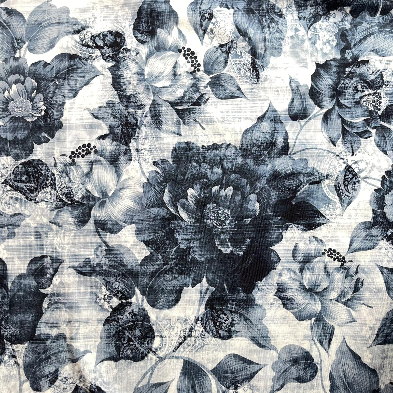 Danish Design -Greyscale Flowers Cotton Jersey