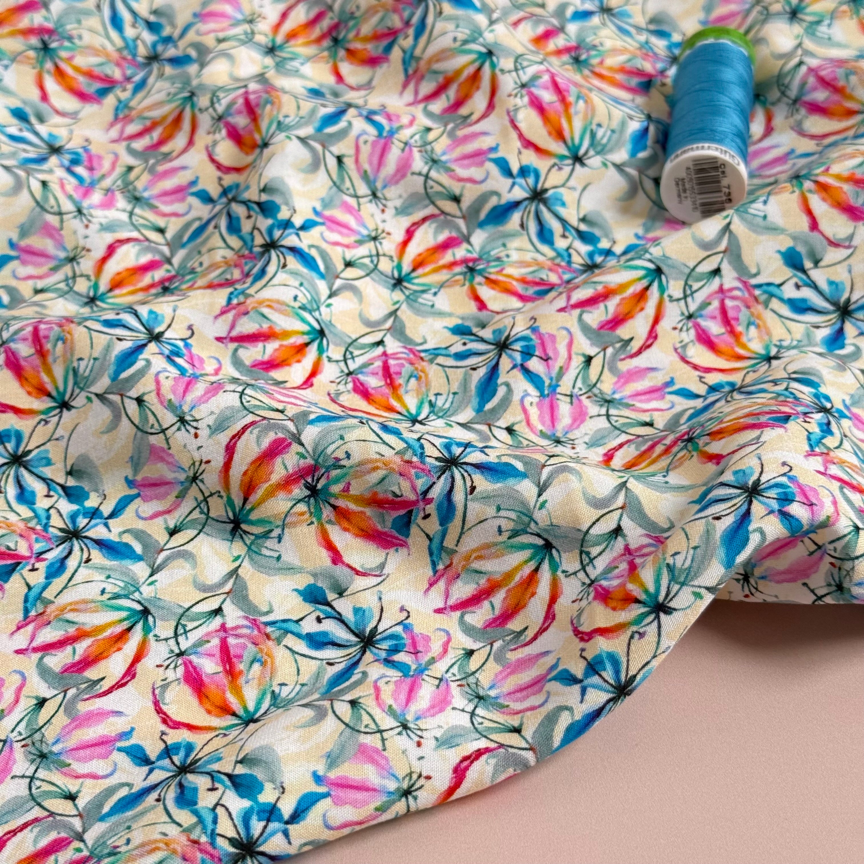 Summer Plants Viscose Poplin Fabric