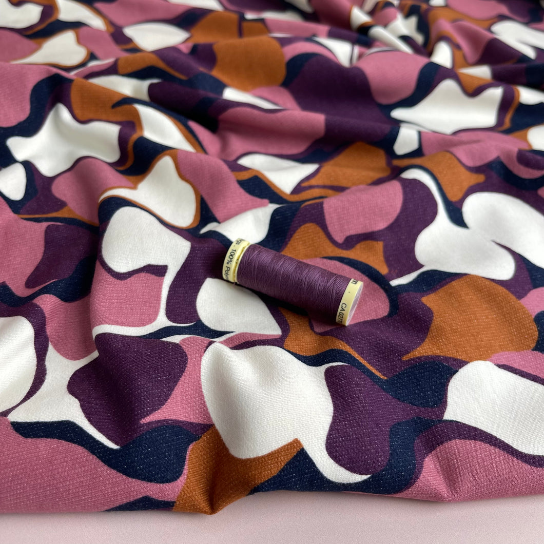 Abstract Shapes in Mauve Peach Soft Cotton Sweat-shirting Fabric