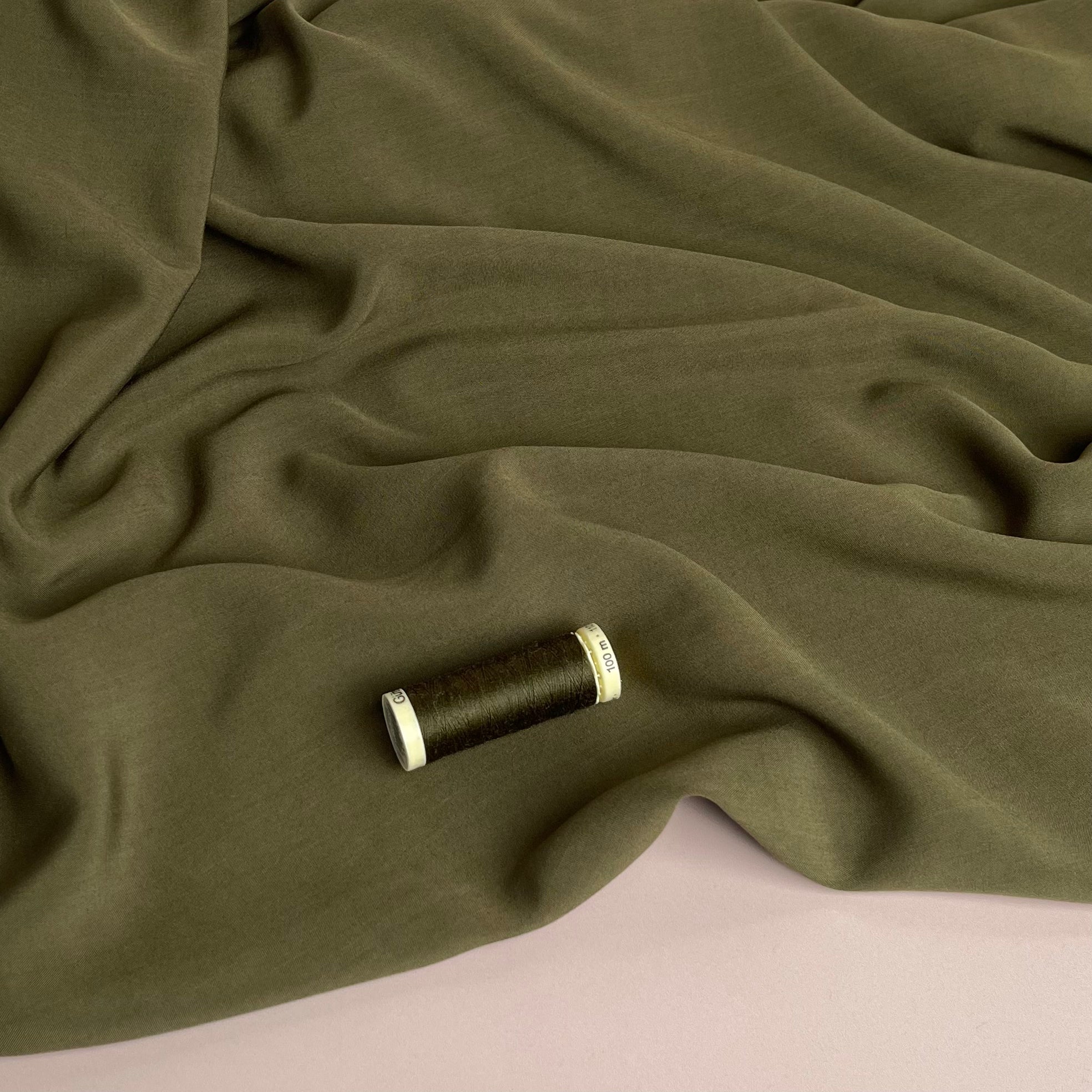 Elegance Khaki Green Plain Viscose Poplin Fabric