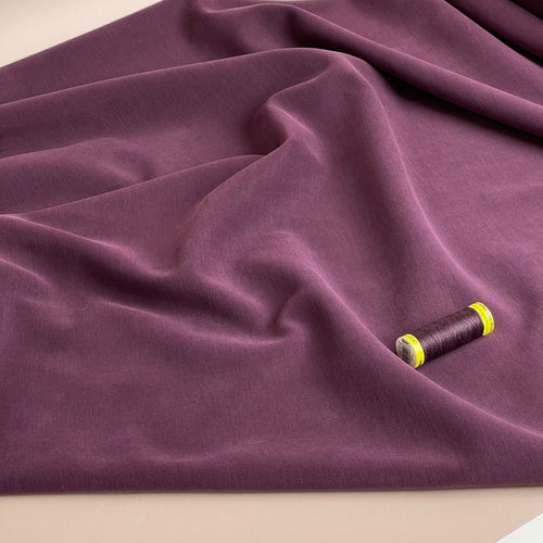 REMNANT 0.89 Metre - Modal Peachy Soft Ponte Roma Fabric in Burgundy