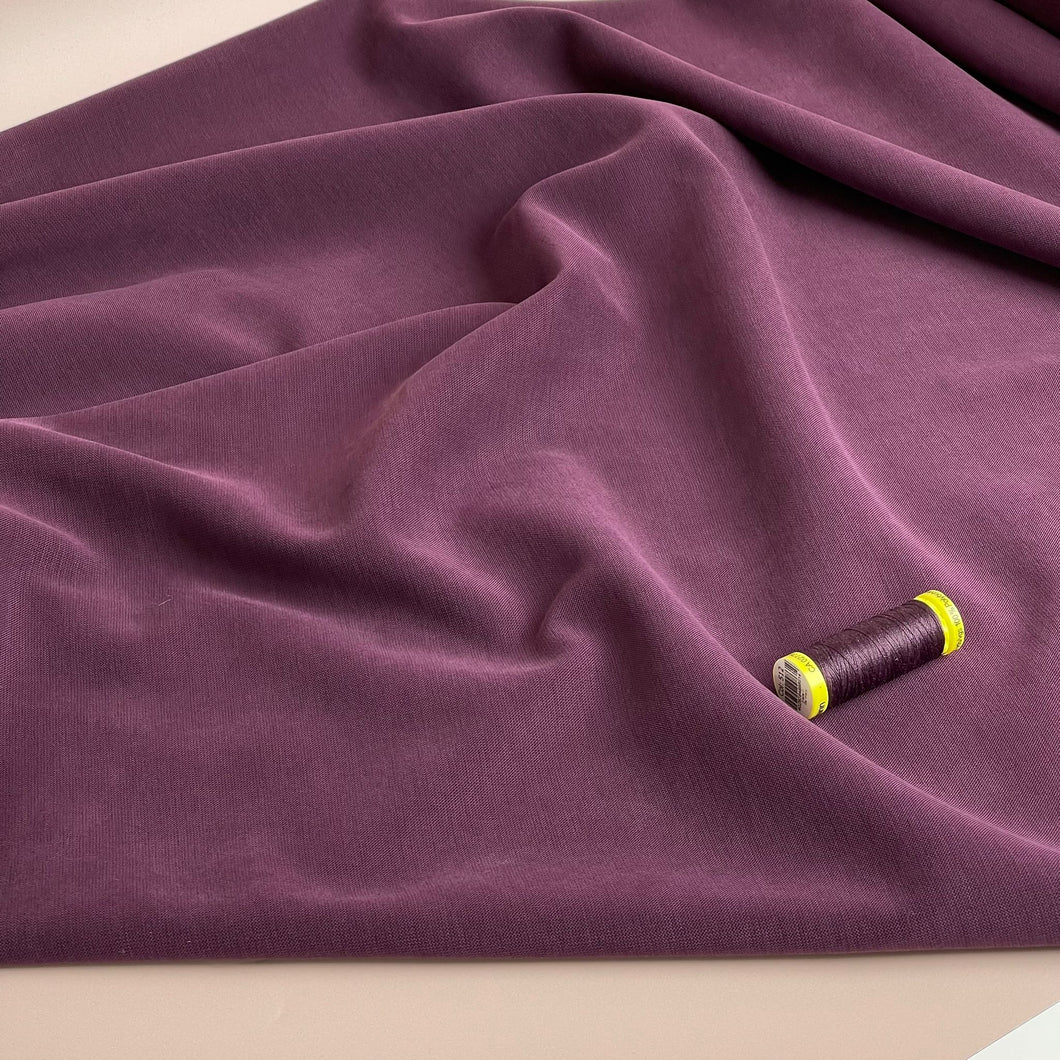 REMNANT 0.89 Metre - Modal Peachy Soft Ponte Roma Fabric in Burgundy