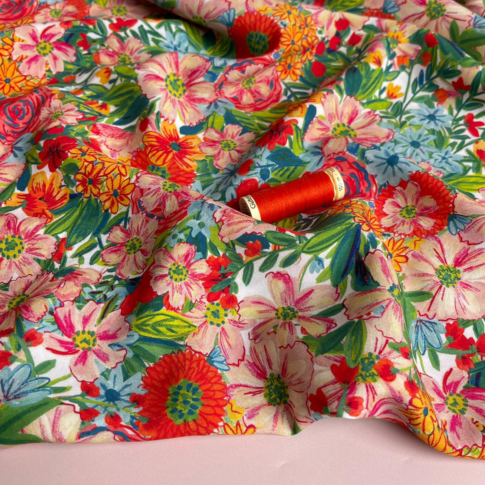 Meadow Flowers LENZING™ ECOVERO™ Viscose Fabric