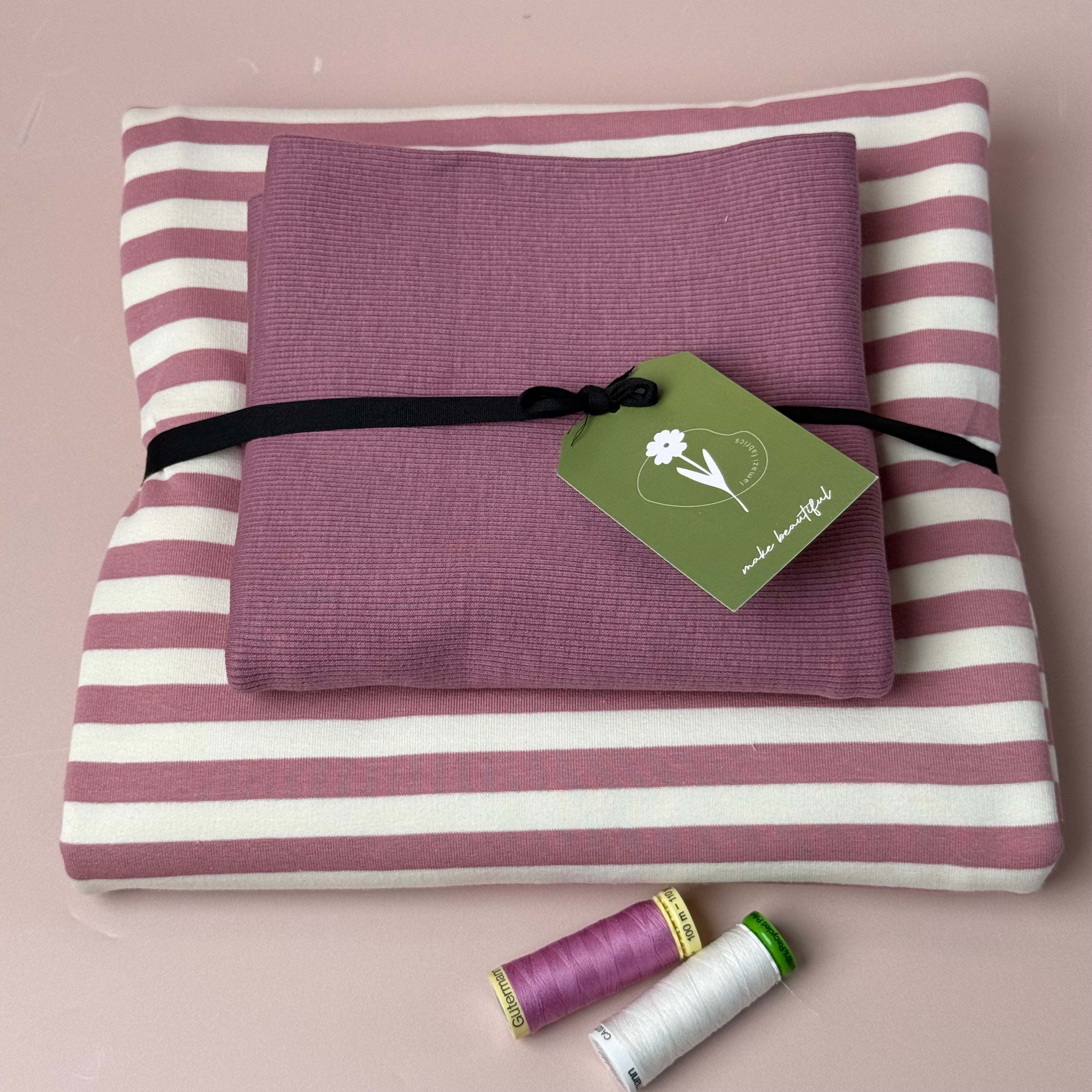 Colour Bundles - Pink Stripe Cotton French Terry & Ribbingpi