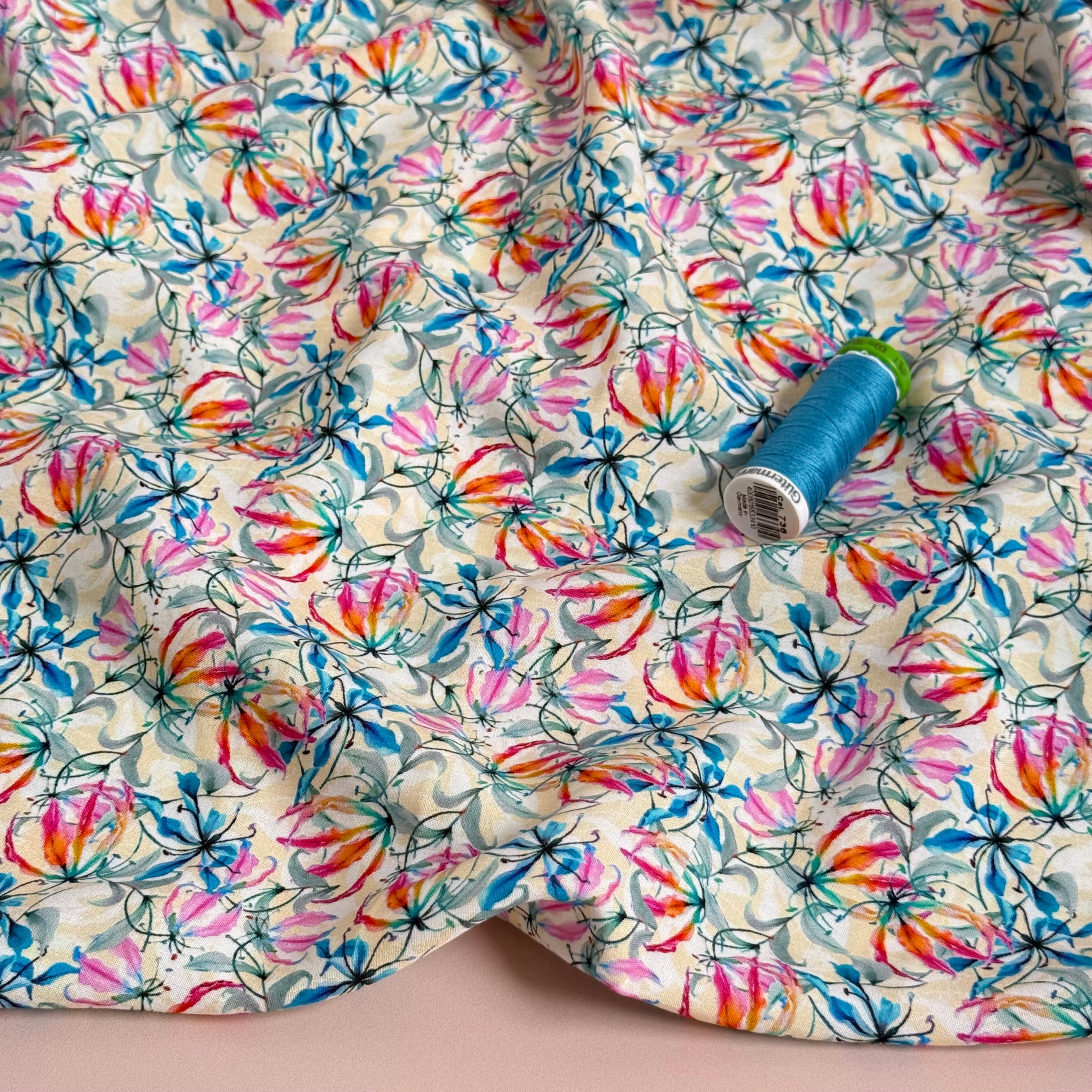 Summer Plants Viscose Poplin Fabric
