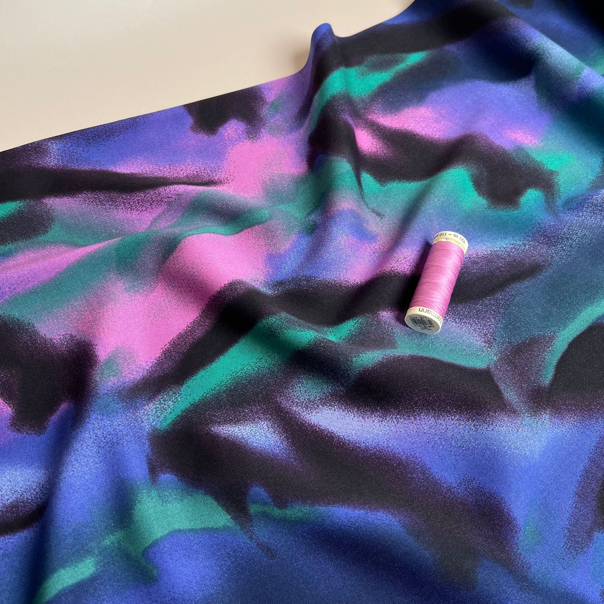 Rosella Hazy Waves in Purple Viscose Twill with Stretch