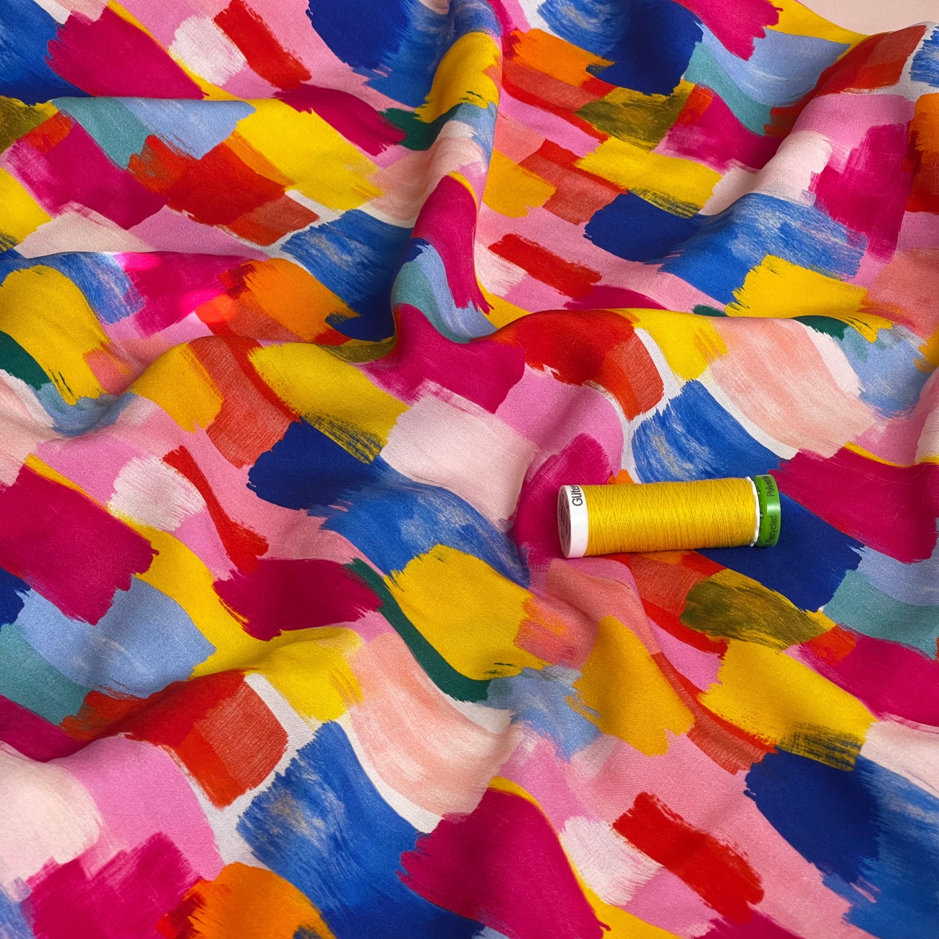 Brushstrokes Viscose Poplin Fabric
