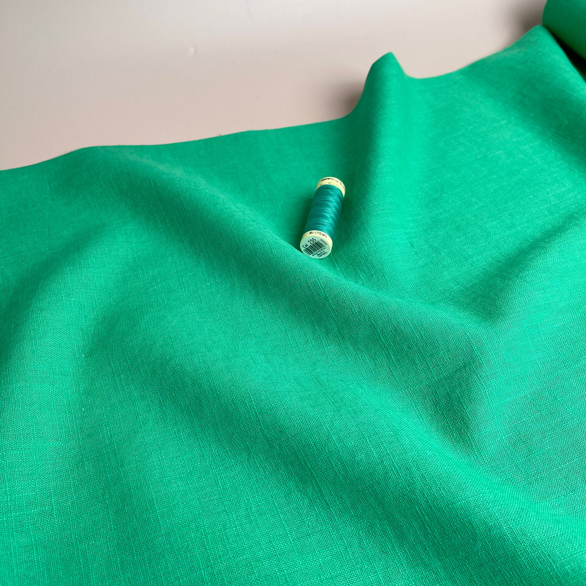 Breeze Deep Mint - Enzyme Washed Linen Cotton Fabric