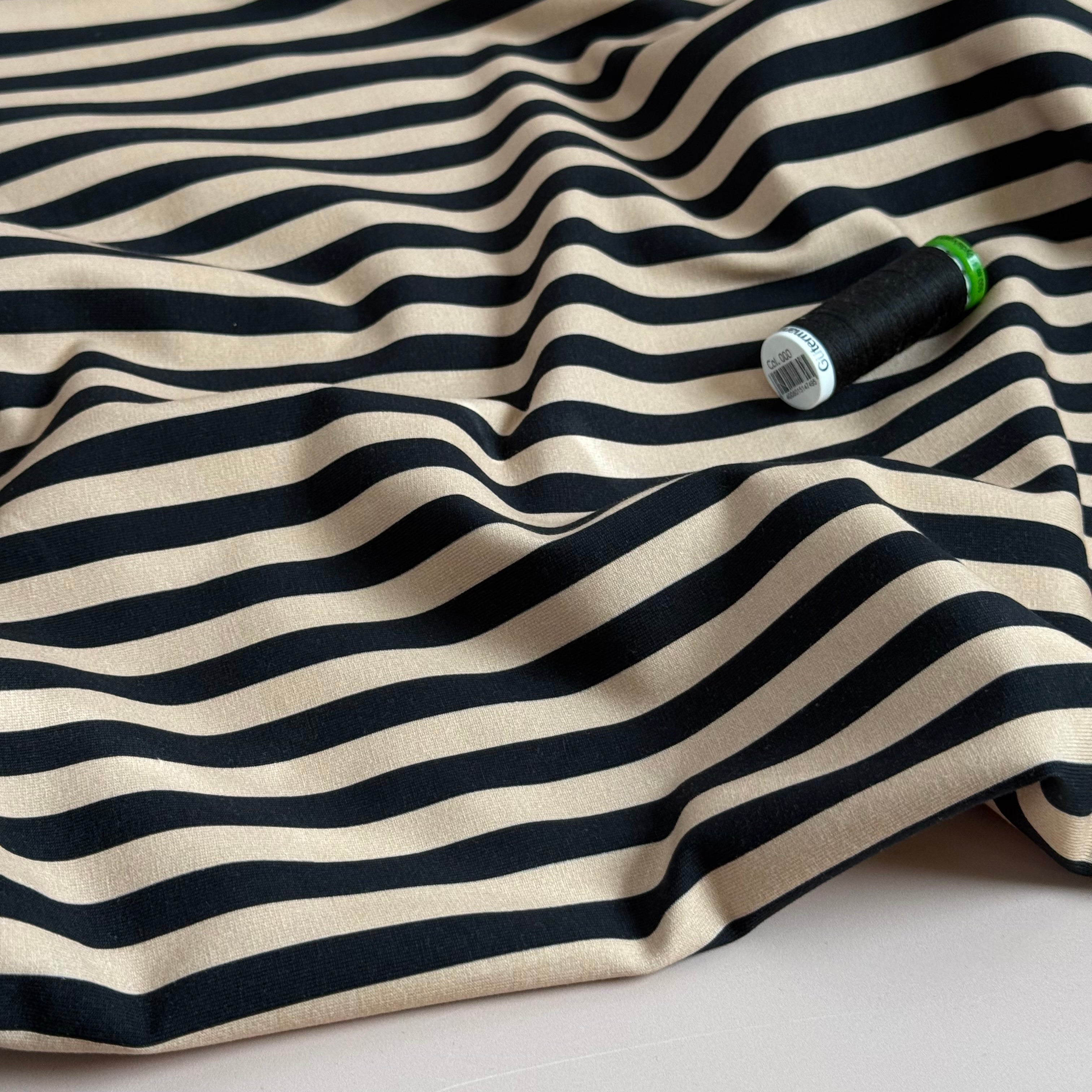 Danish Design - Two-toned Stripes Neutral Cotton Jersey