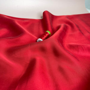 REMNANT 1.4 Metres (slight tears near selvedge) Red Peach Touch Cupro Viscose Twill Fabric