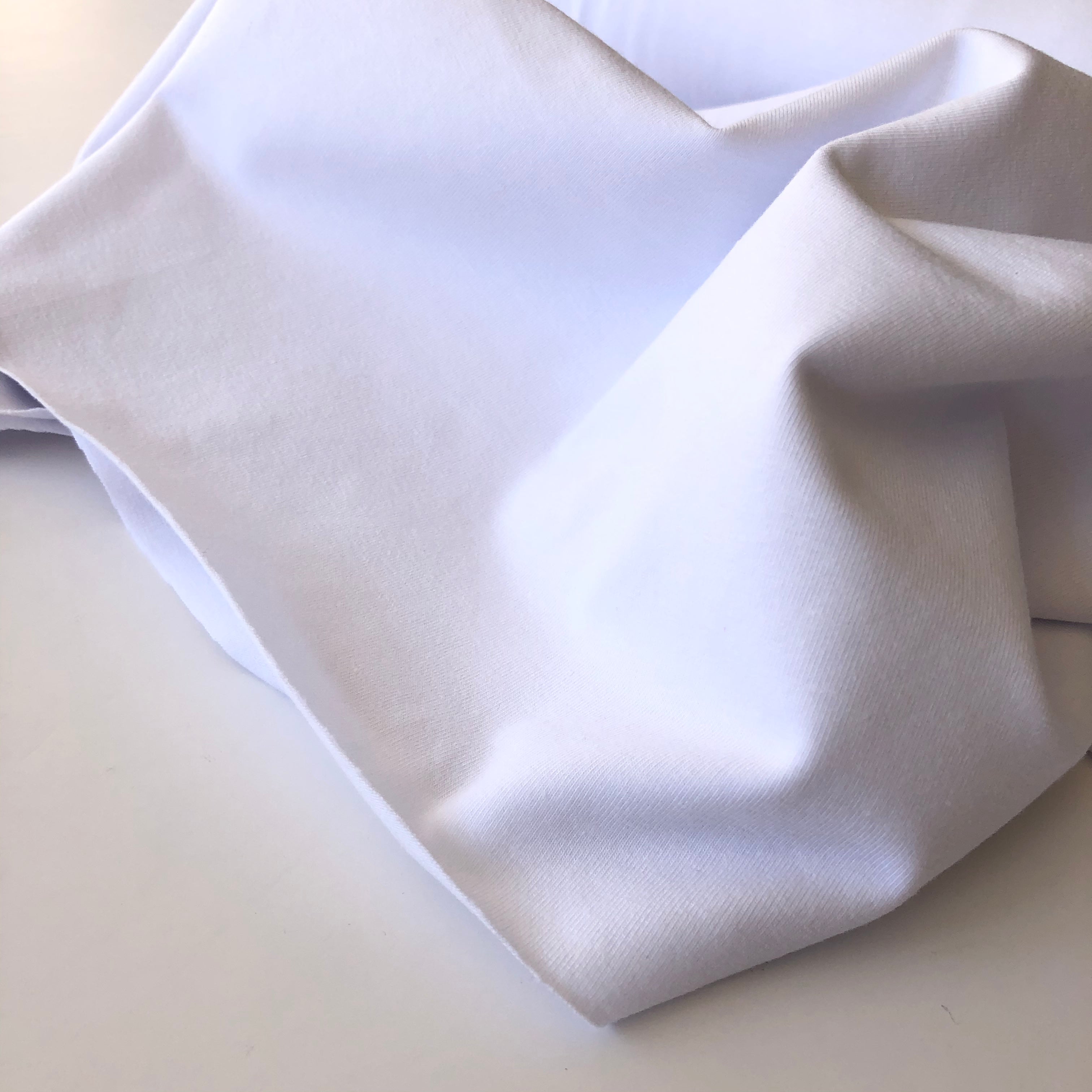 REMNANT 0.80 Metre with Fault some dirt marks - Essential Chic White Plain Cotton Jersey Fabric