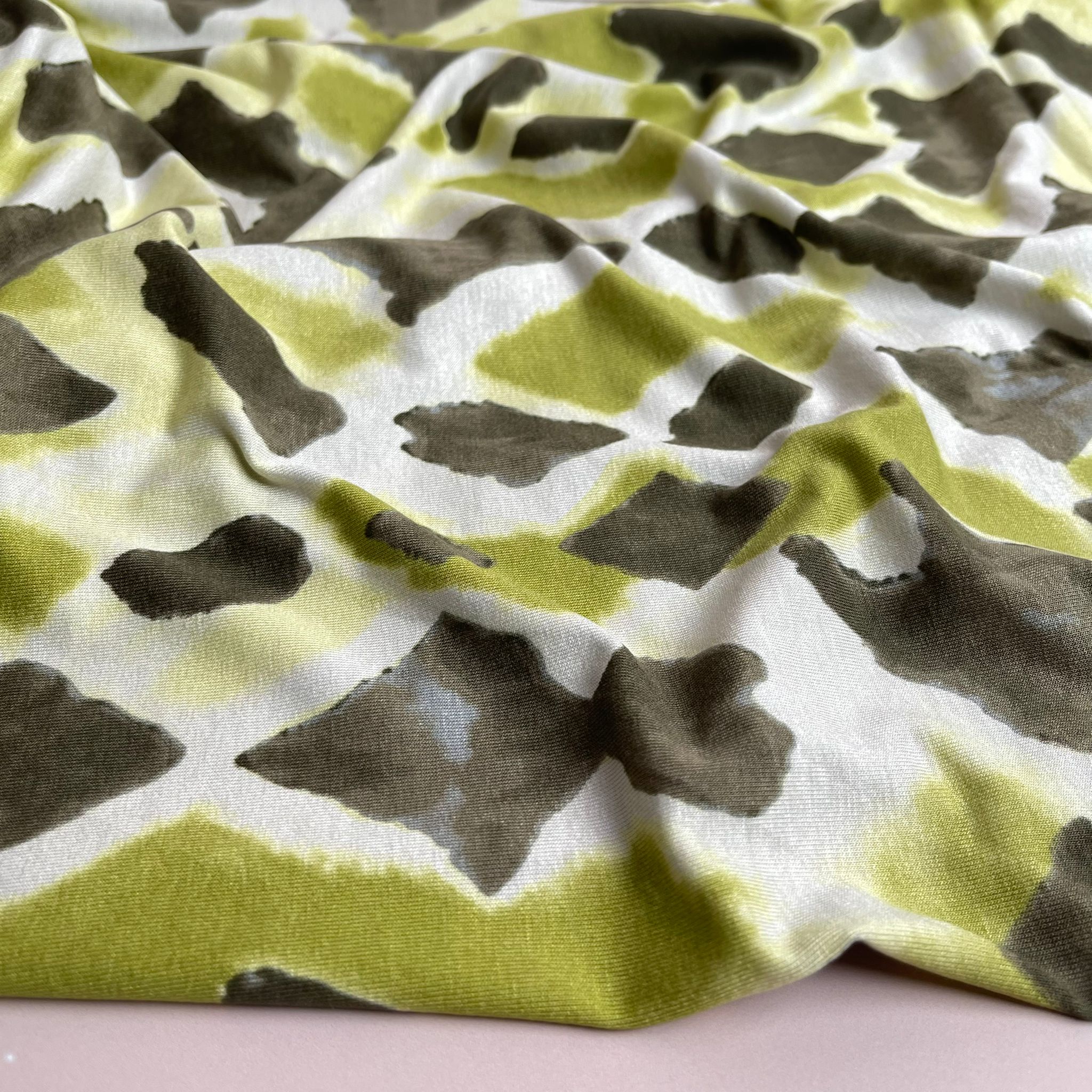 Green Diamonds Viscose Jersey Fabric