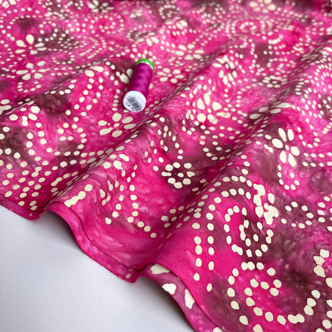 Batik Fuchsia Flowers Cotton Fabric