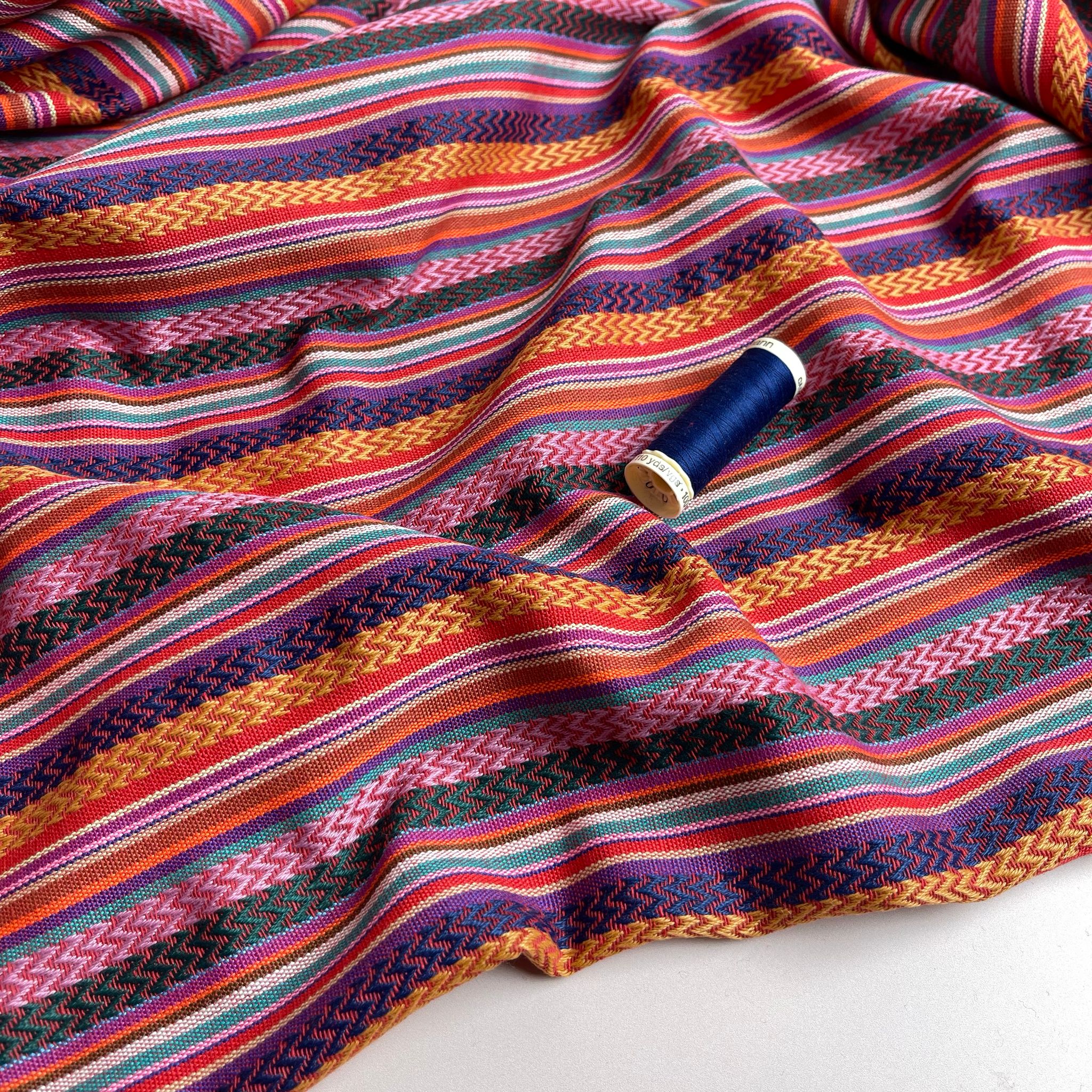 Yarn Dyed Tropical Sunrise Stripes Jacquard Fabric