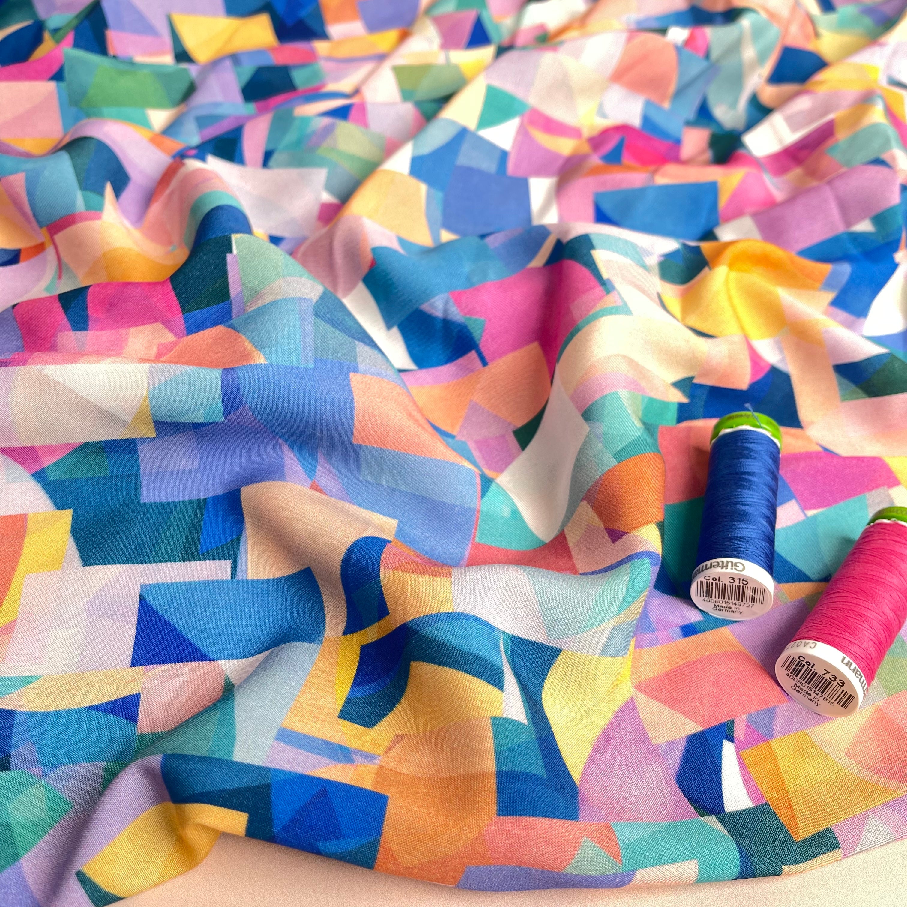 Summer Party - Seaglass Blue Viscose Fabric