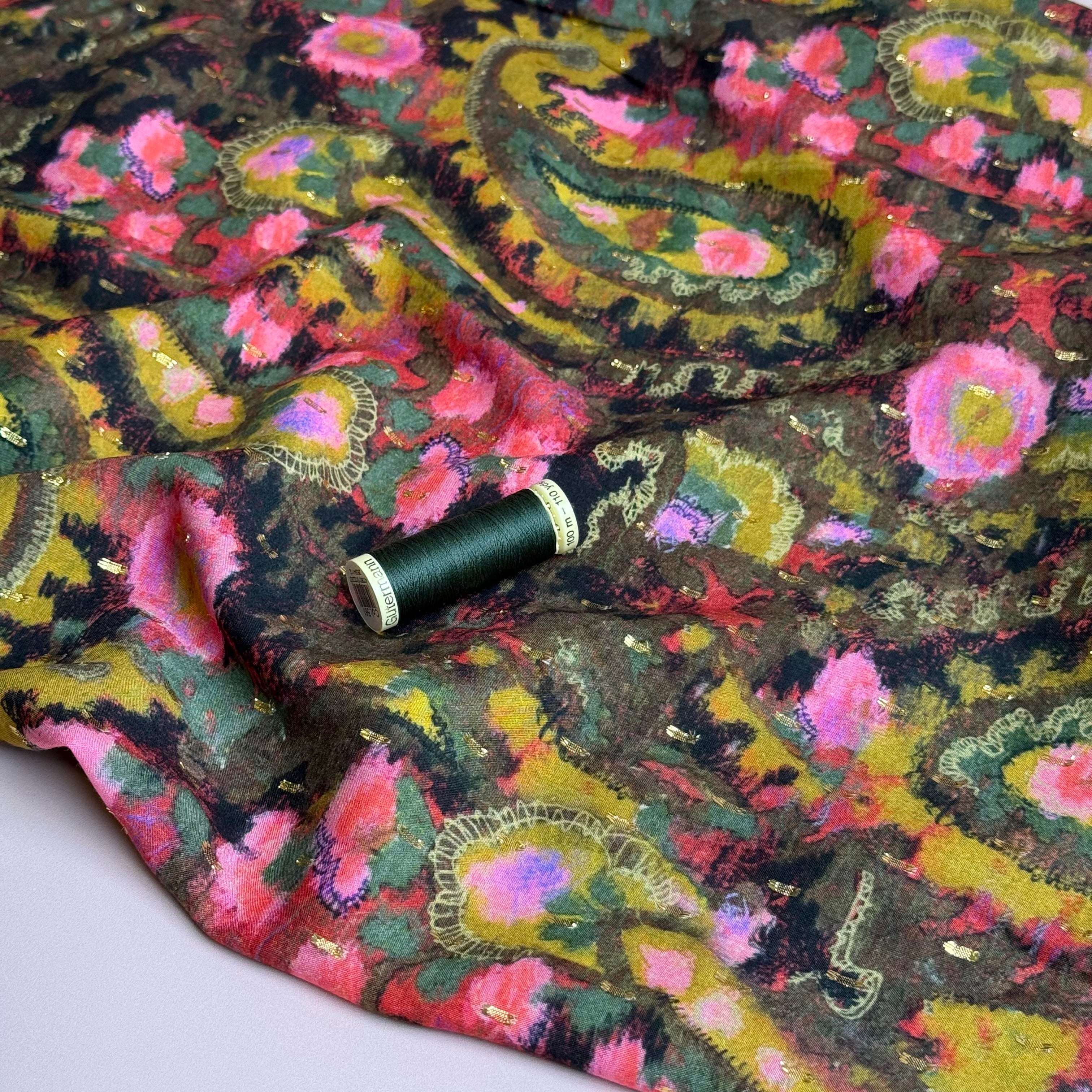 Autumn Paisley with Lurex Viscose Fabric