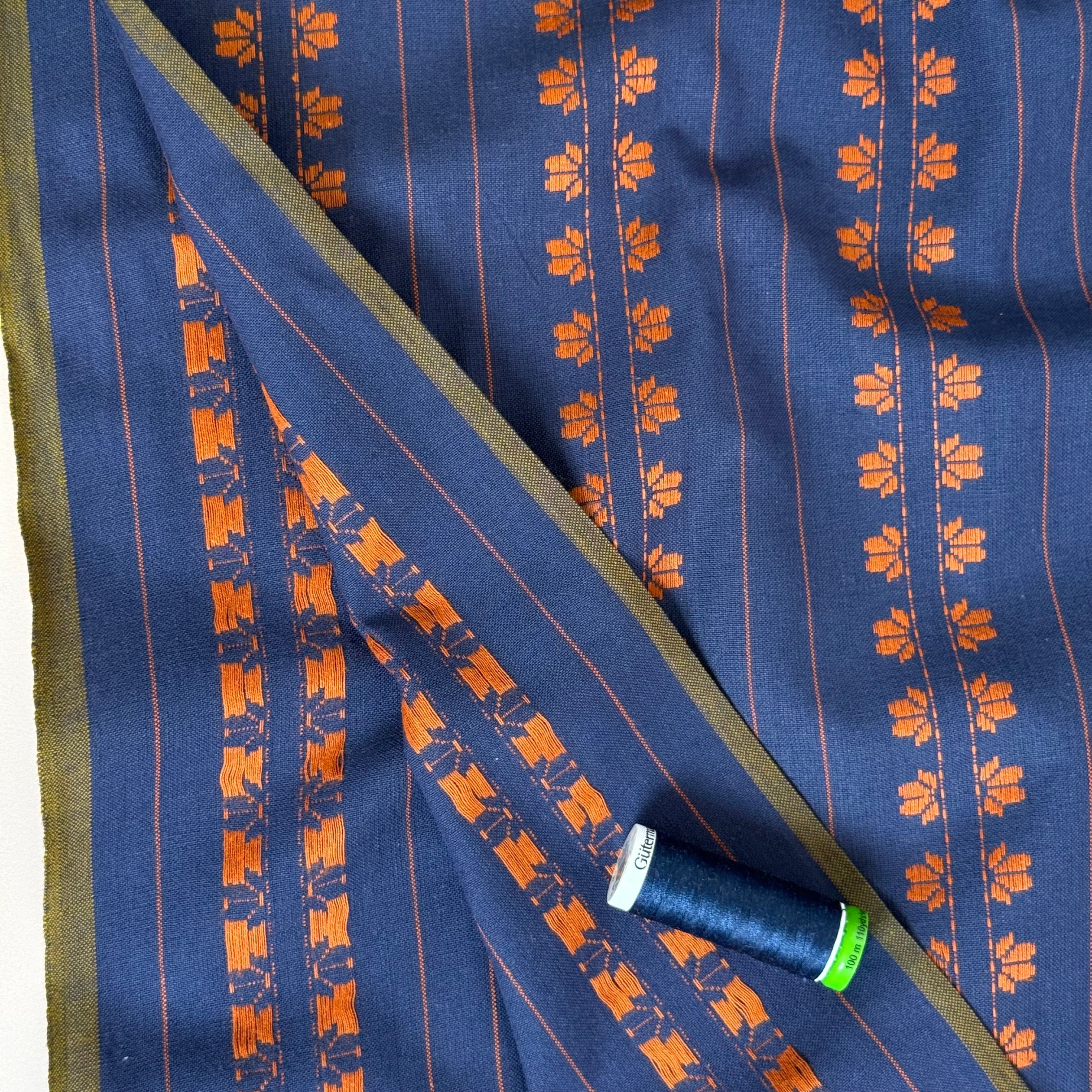 Fableism Supply Co - Fine and Dandy Deco Stripe in Navy & Spice Yarn Dyed Cotton