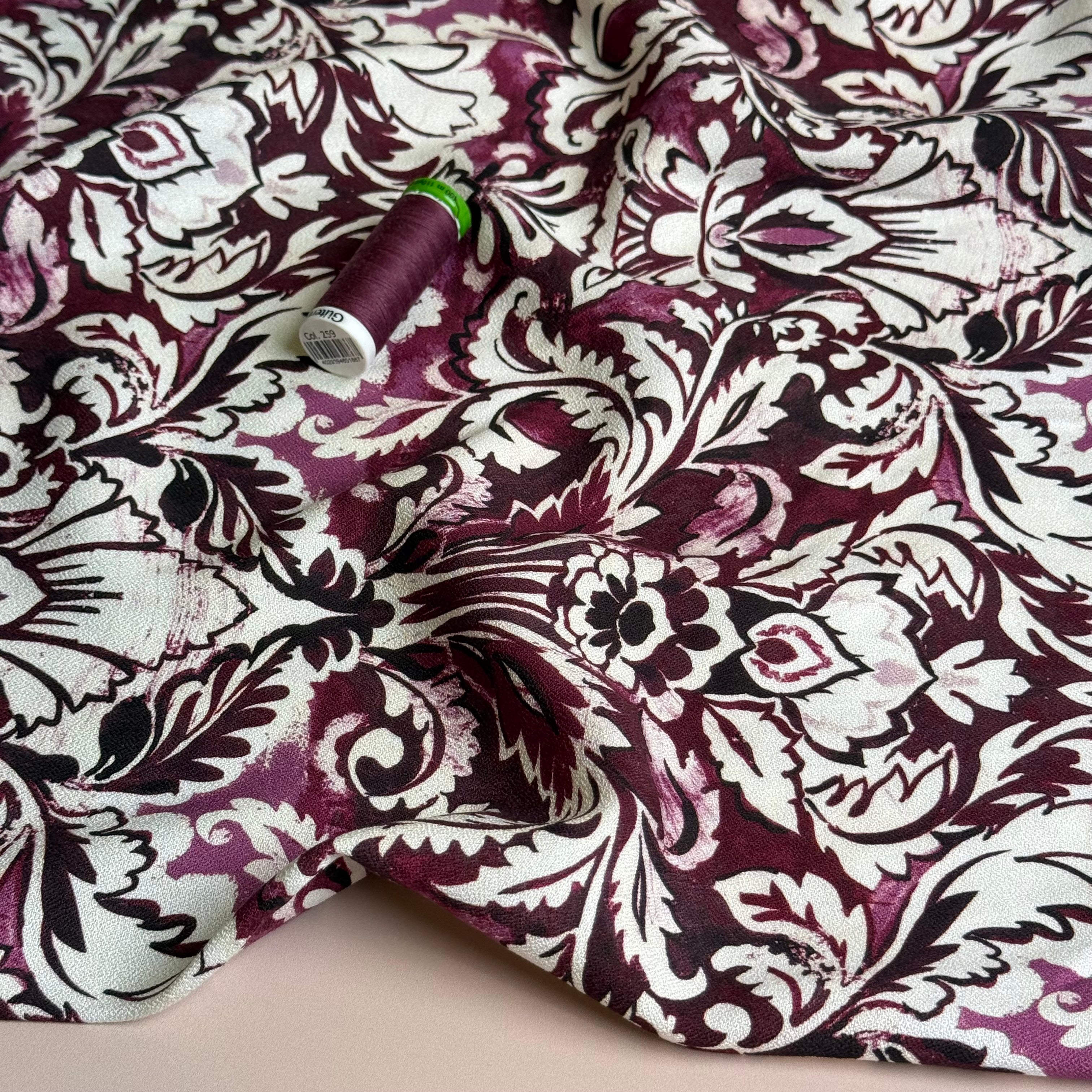 Plum Ornaments Soft Viscose Crepe