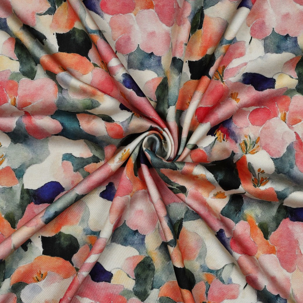 Peach Petals Viscose Sateen Fabric