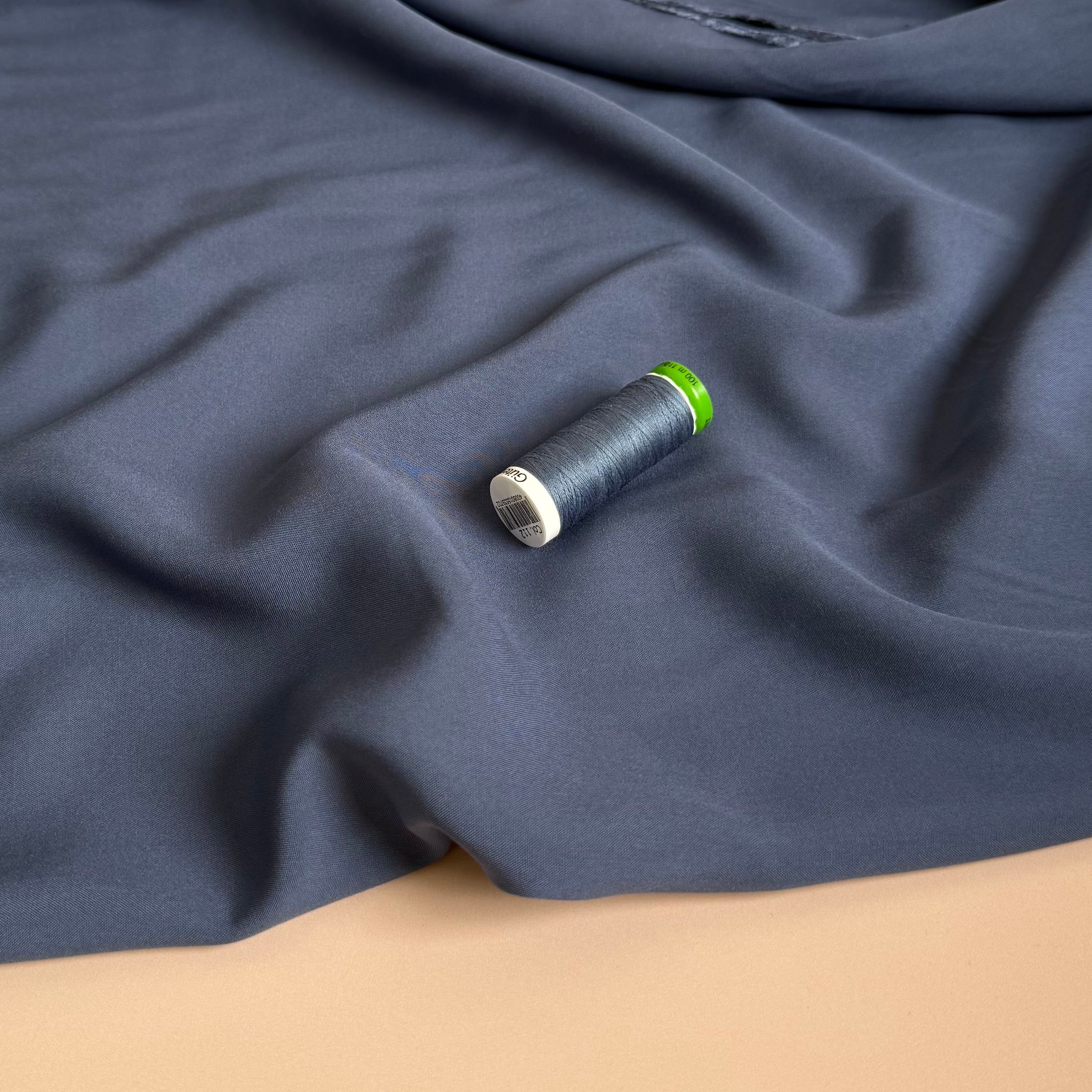 Elegance Denim Blue Plain ECOVERO Viscose Fabric