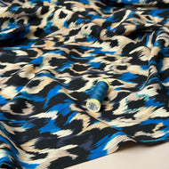 REMNANT 2.67 Metres - Abstract Animal Blue Viscose Poplin Fabric