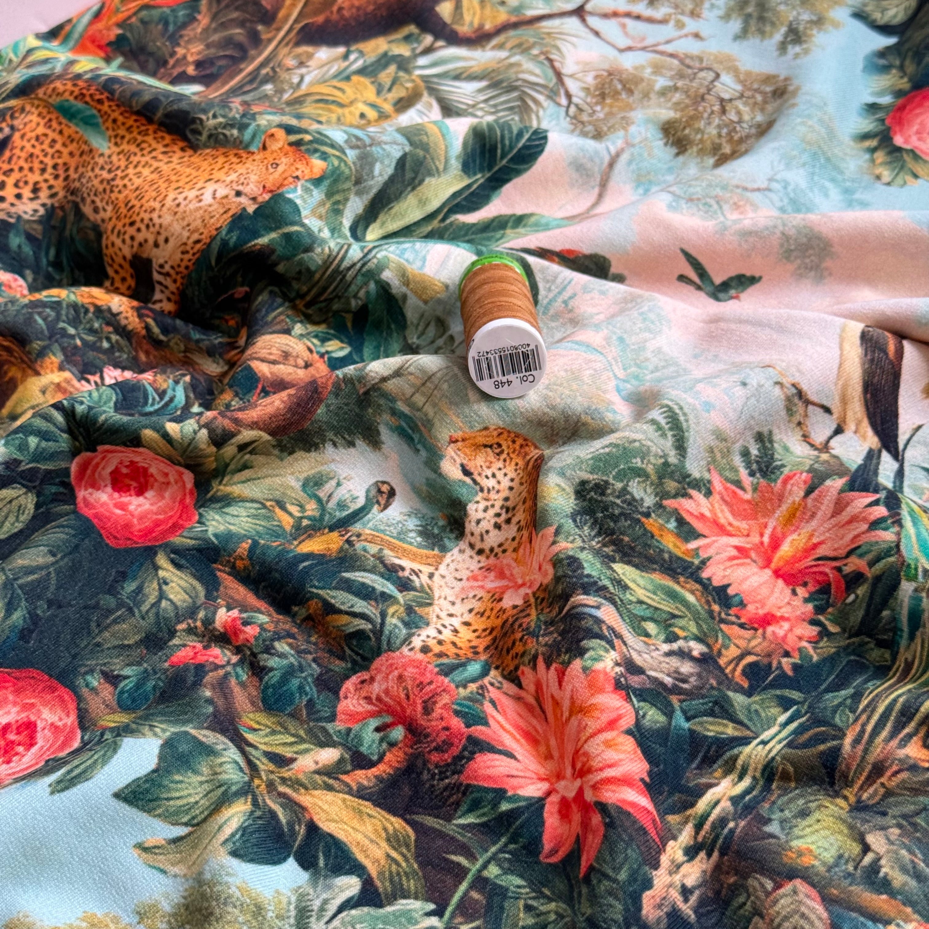 Safari Green Cotton Sweat Shirting Fabric