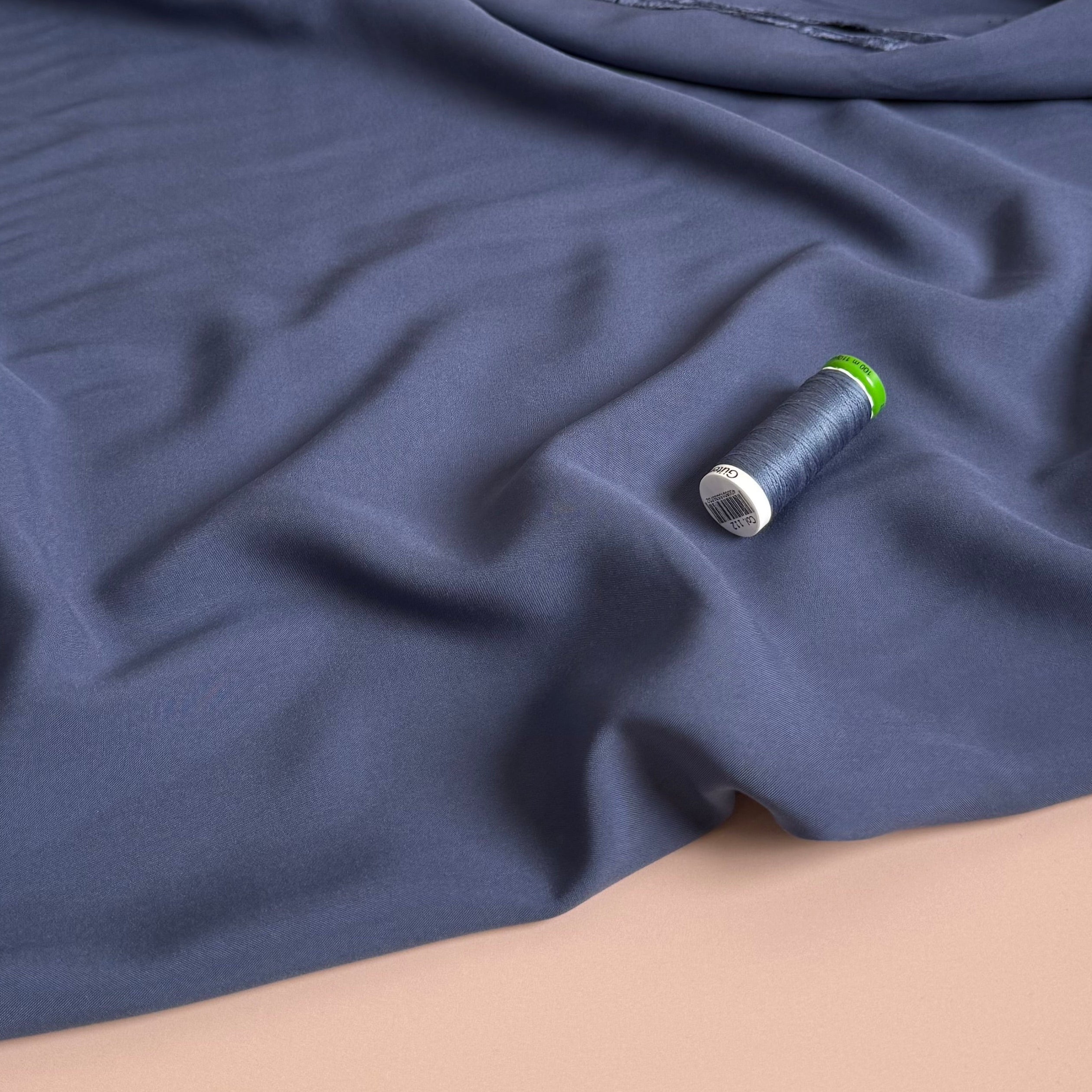 Elegance Denim Blue Plain ECOVERO Viscose Fabric