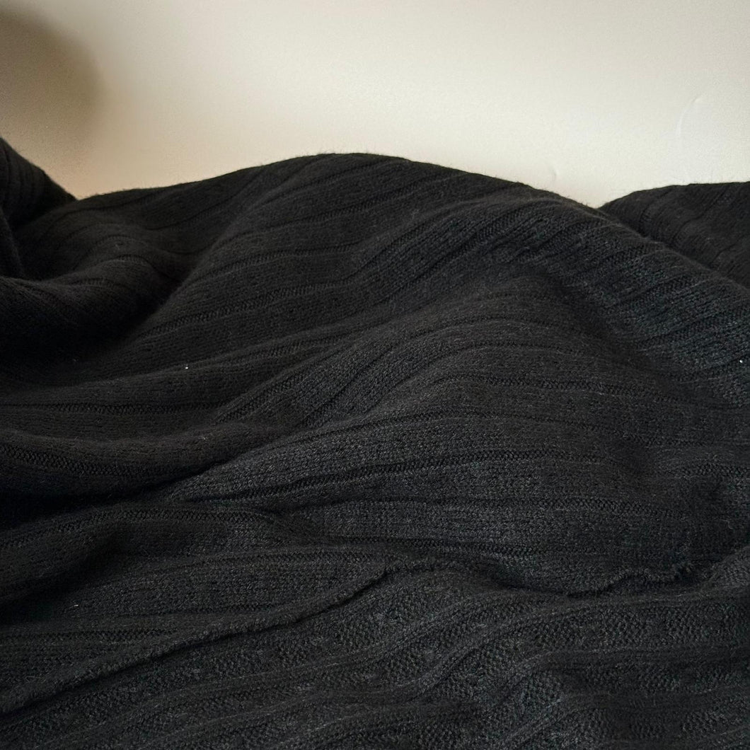 Montreal Rayon Blend Cable Sweater Knit in Black