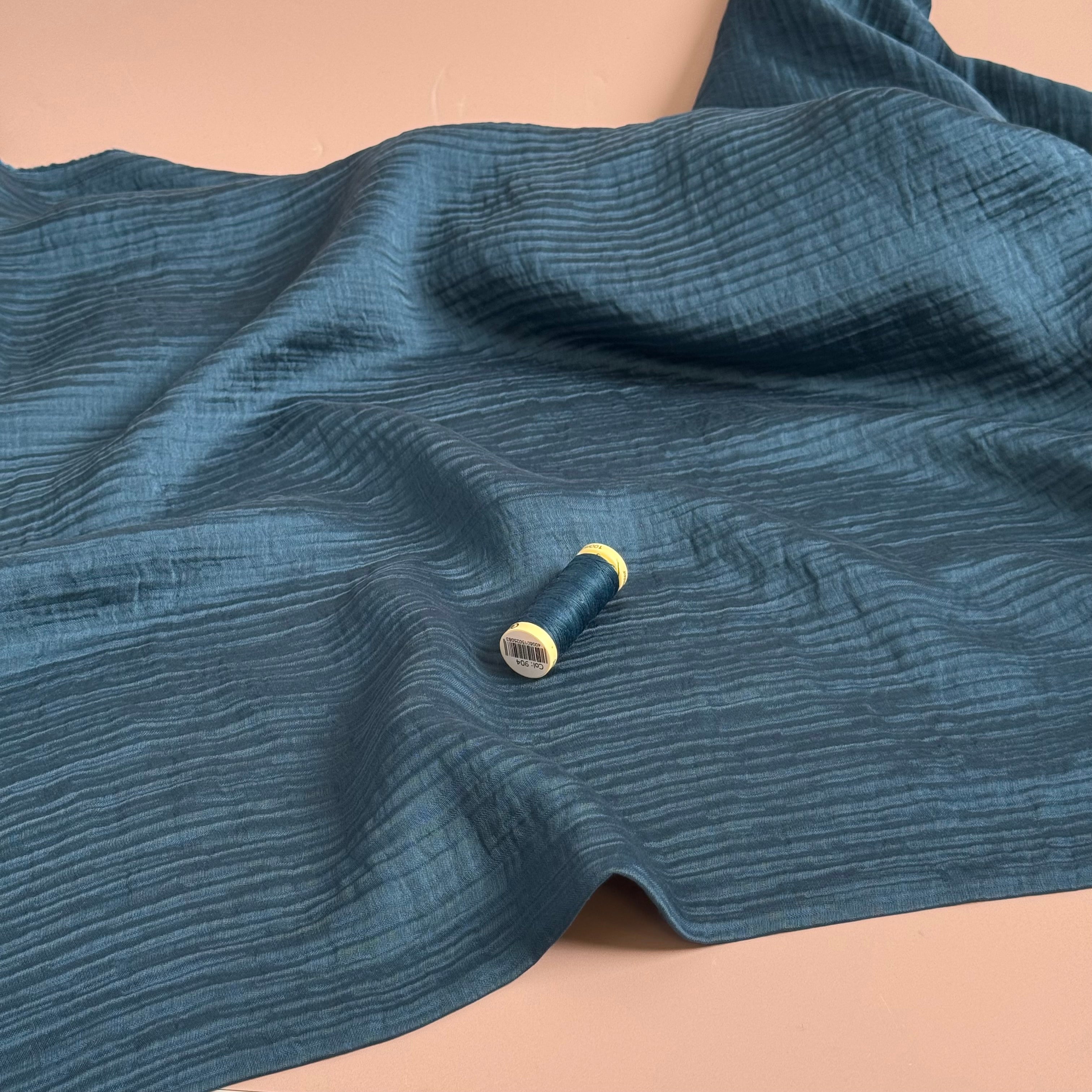 Petrol Textured Double Layer Rayon with TENCEL™ Lyocell Fibres