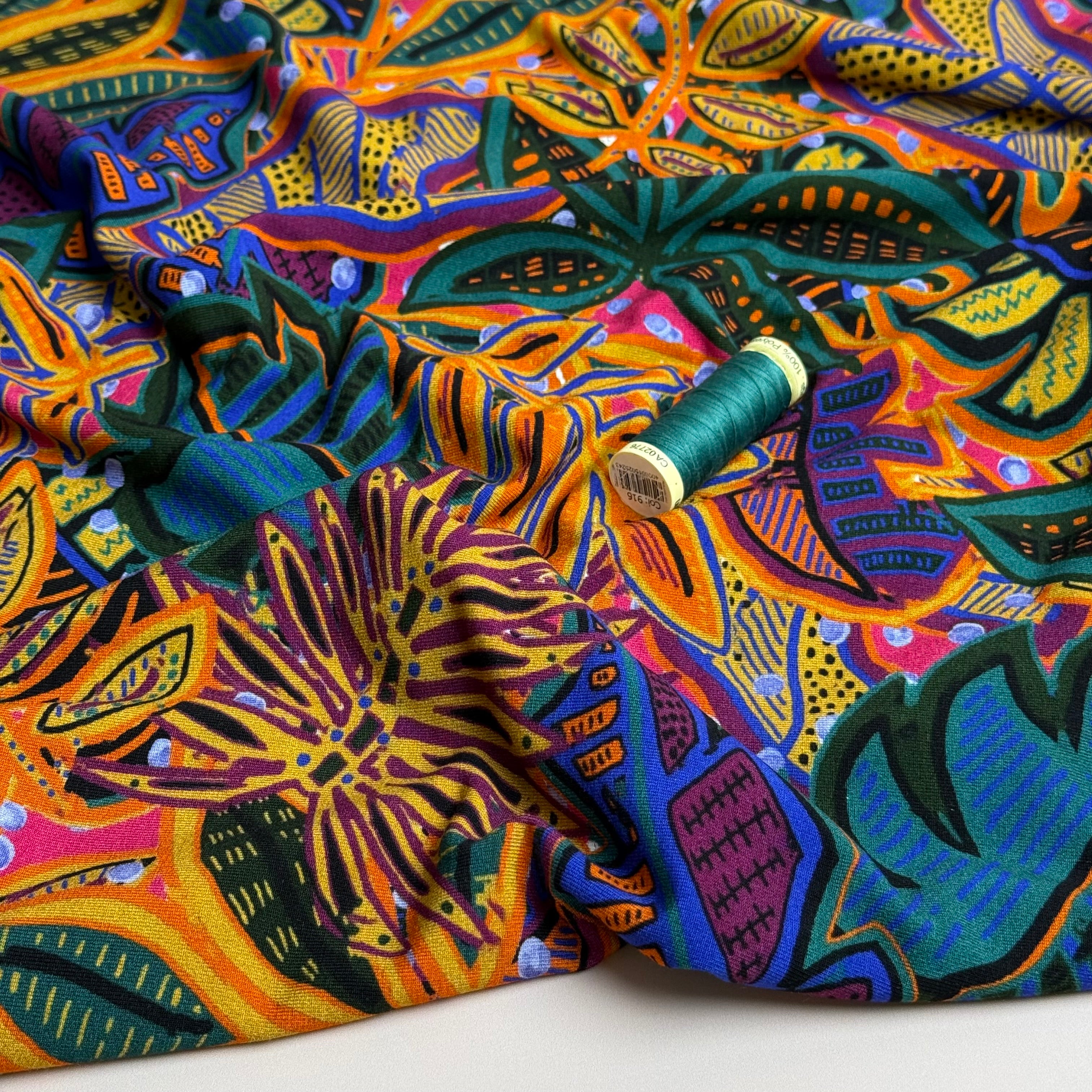 Tropical Leaves Viscose Jersey Fabric