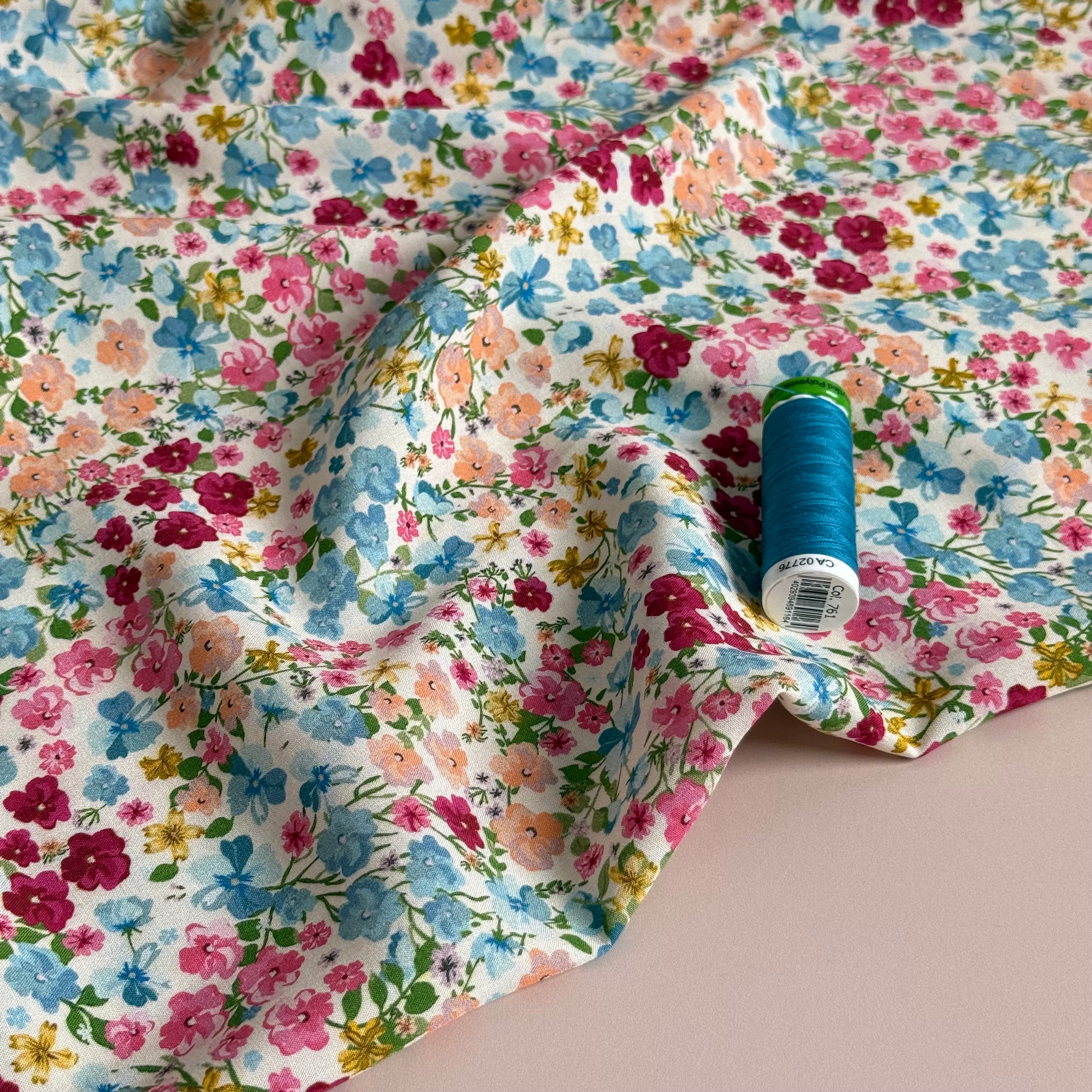 Ditsy Blooms Viscose Poplin Fabric