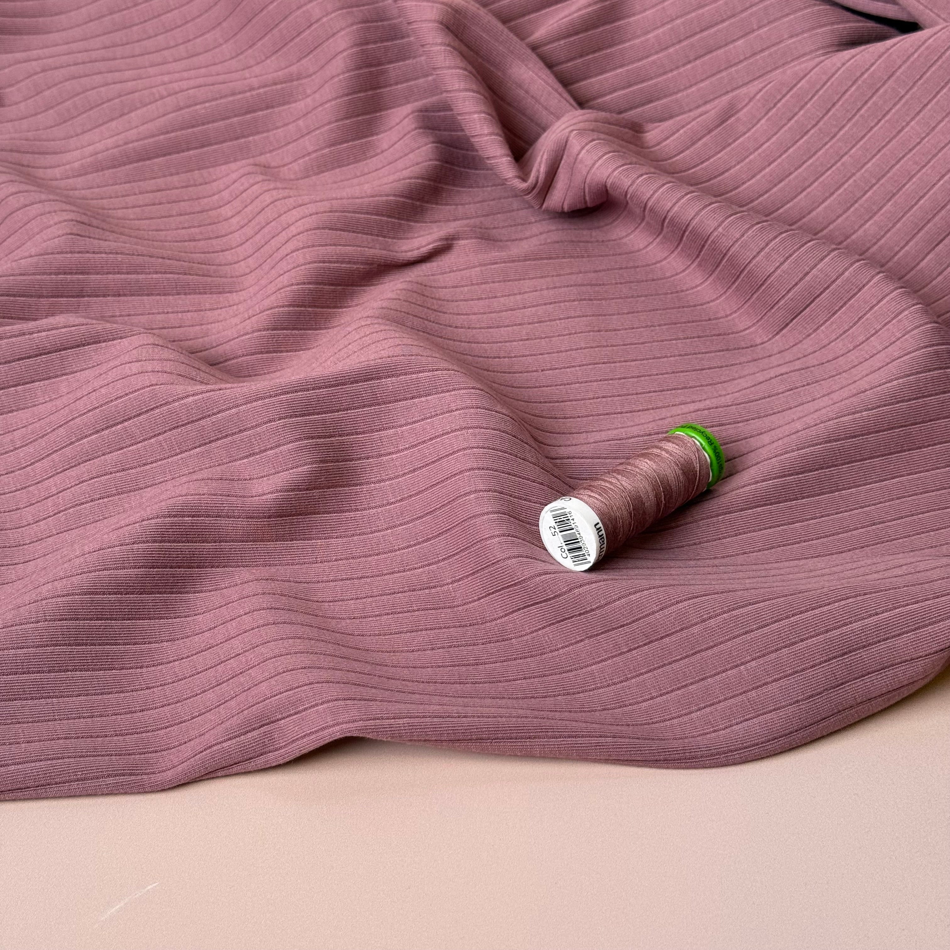 Wistful Mauve Cotton Ribbed Jersey