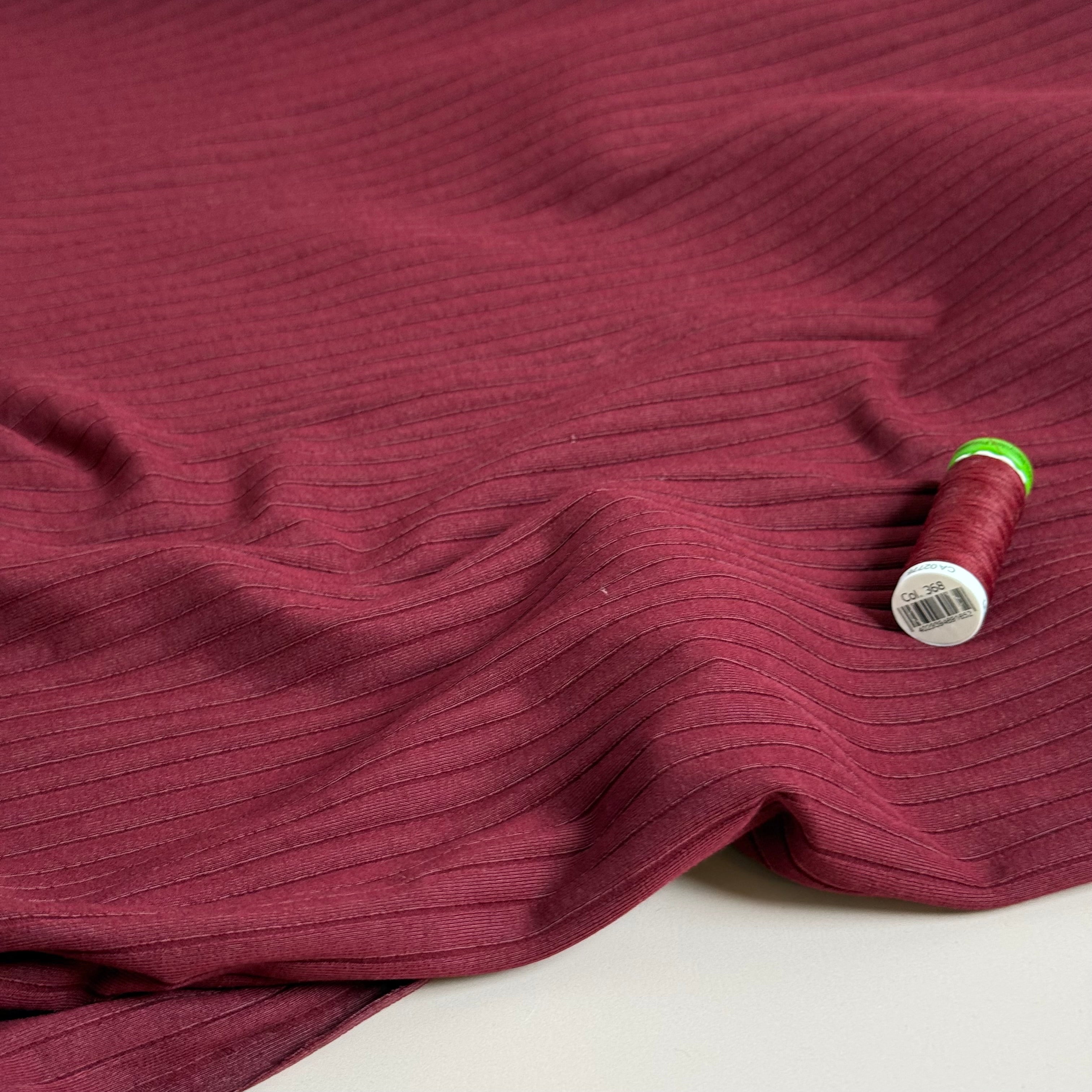 Burgundy Cotton Ribbed Jersey