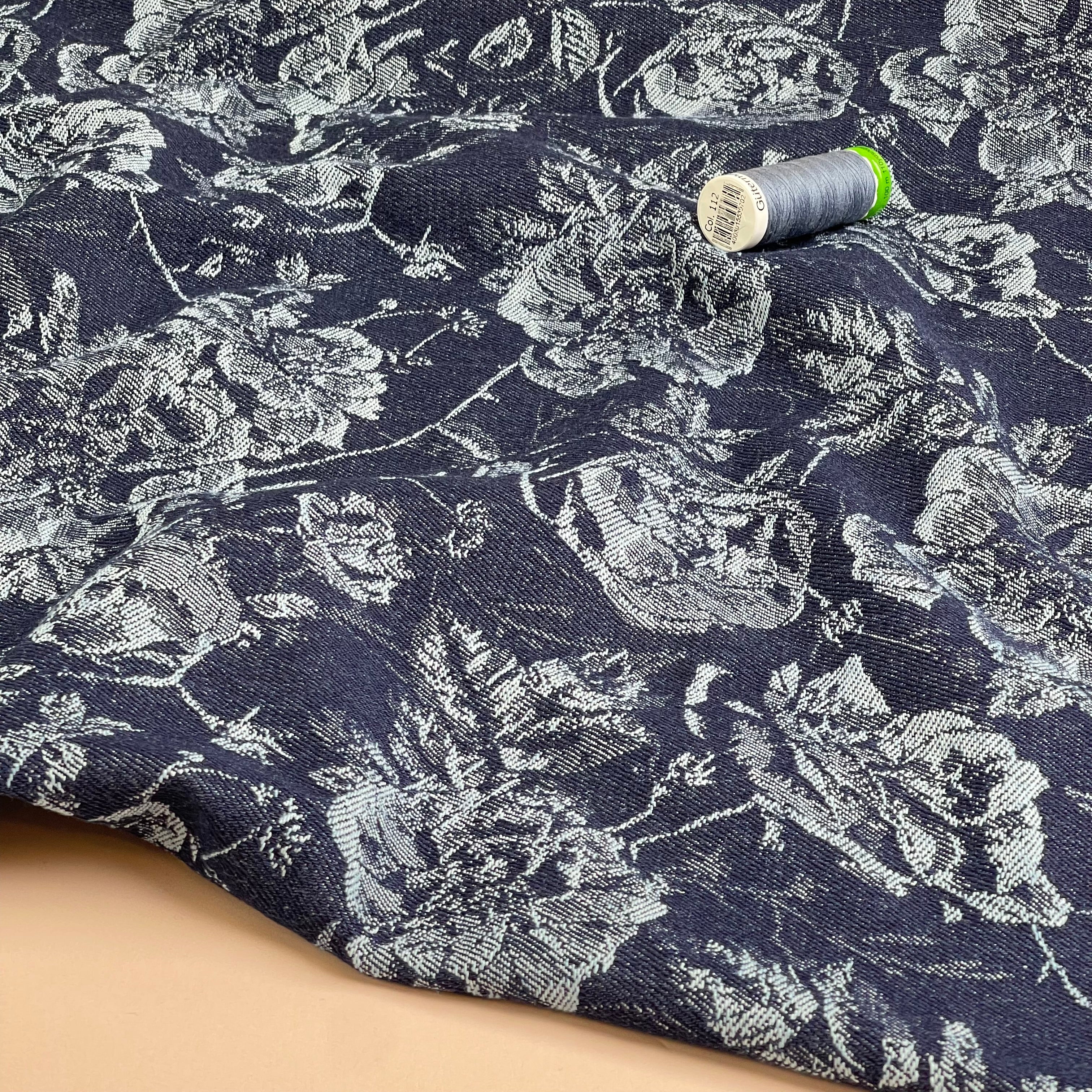 Floral Jeans Cotton Denim Jacquard Fabric
