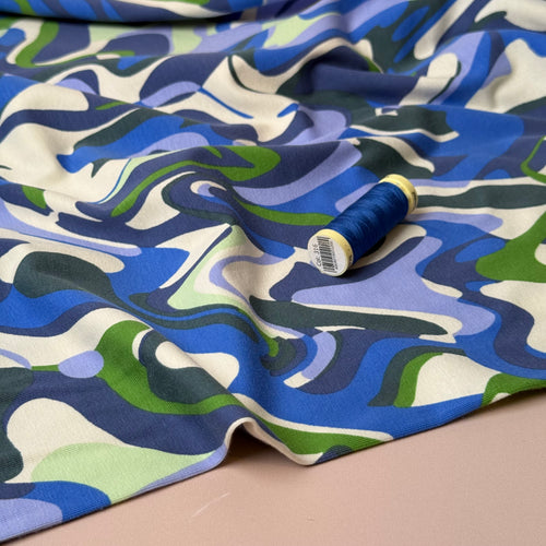 Ocean Swirls Cotton Jersey Fabric