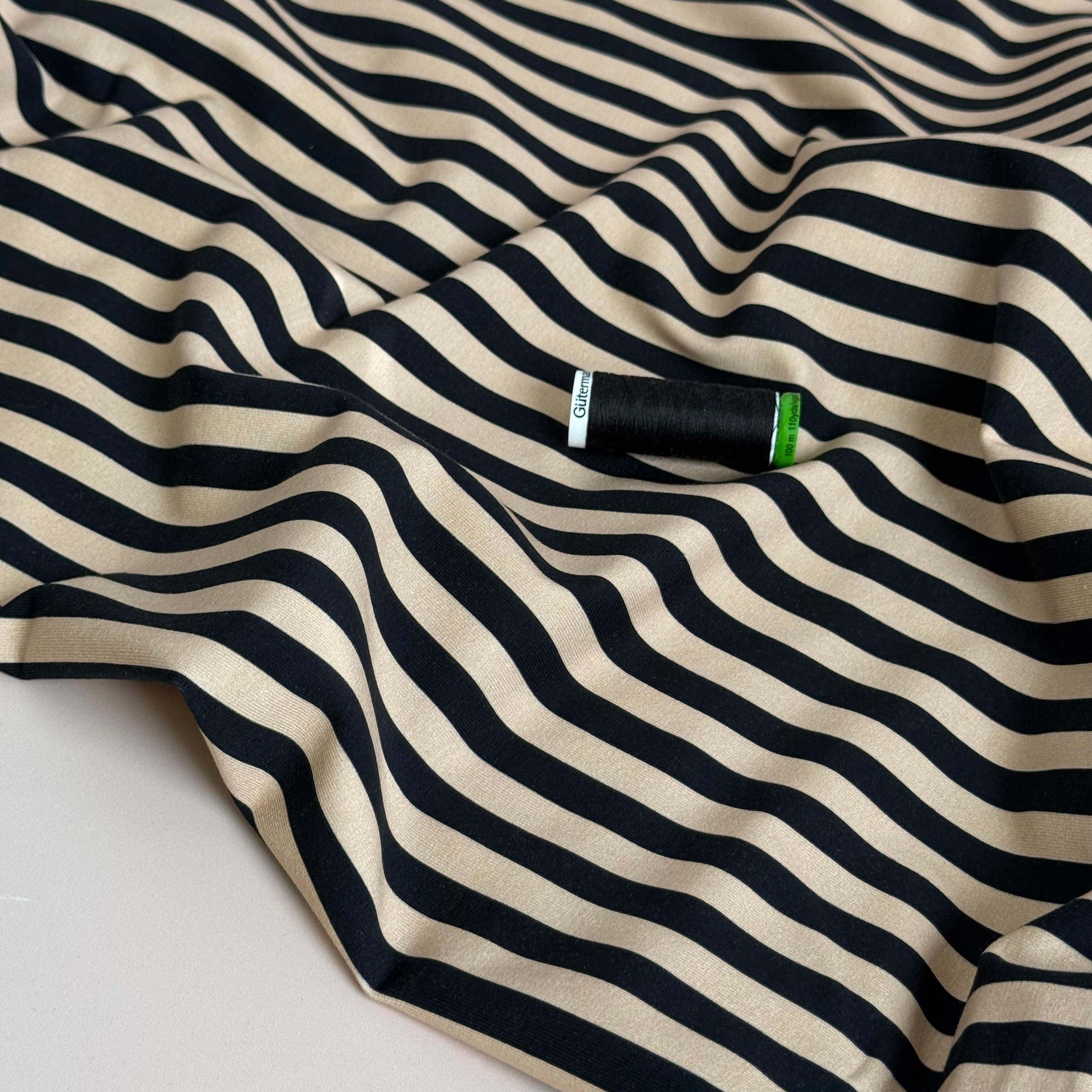 Danish Design - Two-toned Stripes Neutral Cotton Jersey