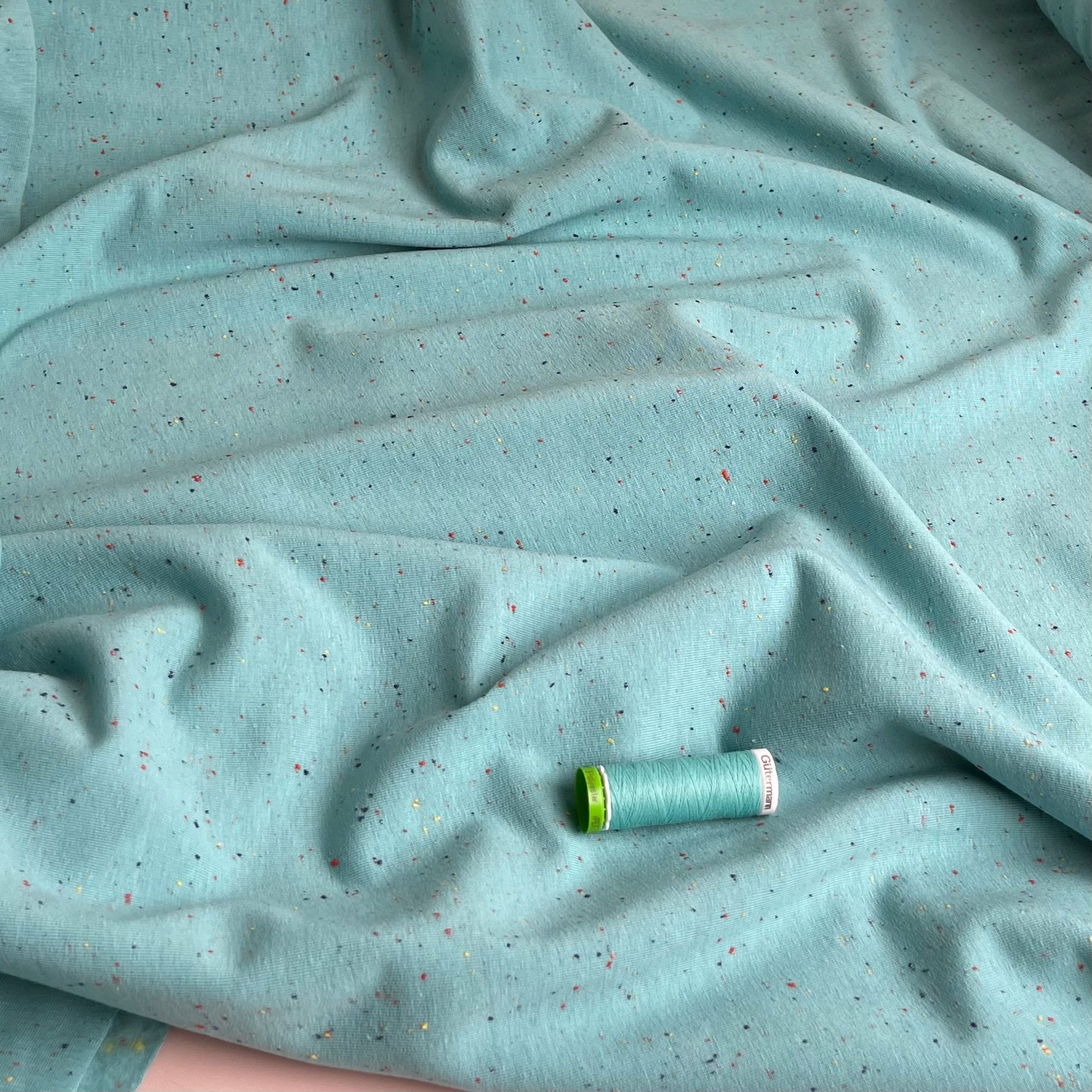 Cosy Colours Turquoise with multi Flecks Sweat-Shirting