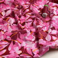Painted Petals Red Cotton French Terry Fabric