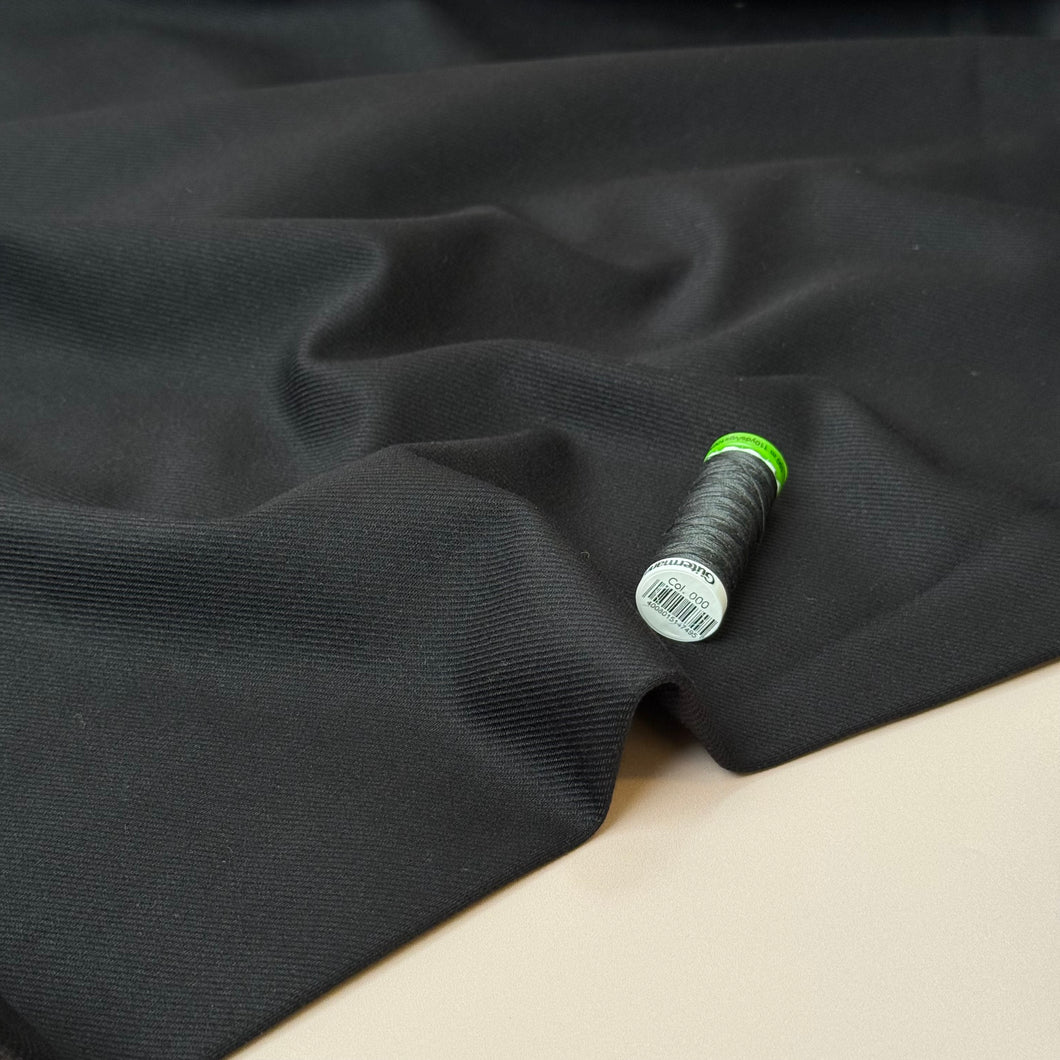 Black Ponte Roma Twill Double Knit Fabric