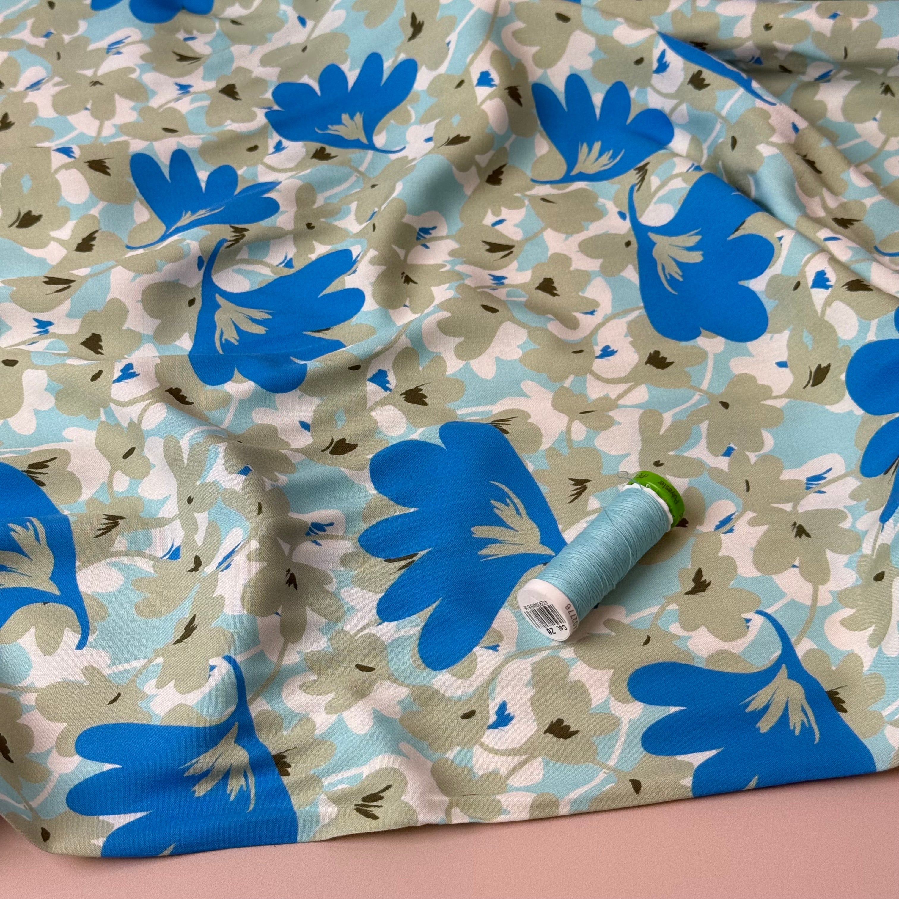 Ocean Petals Viscose Poplin Fabric