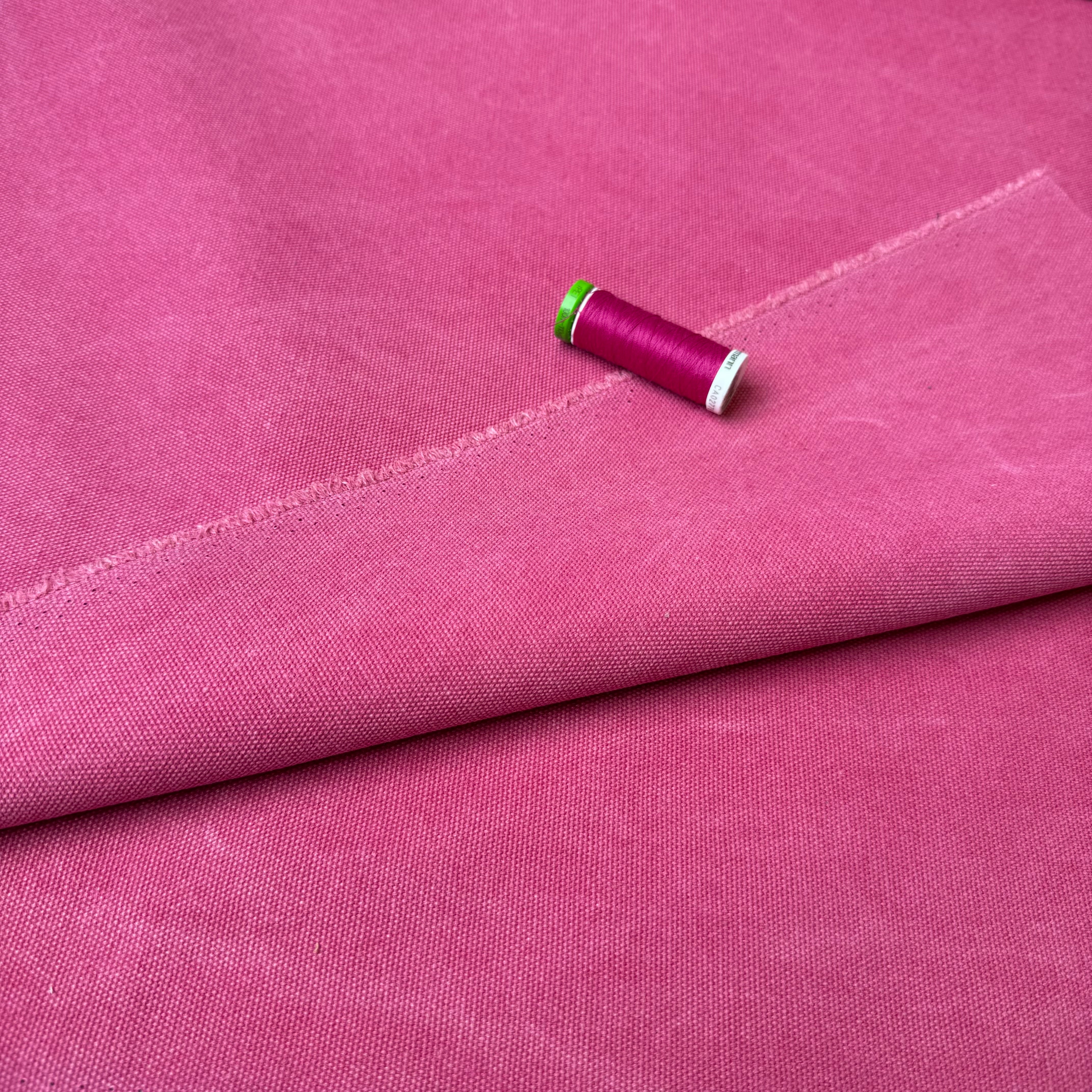 Water Repellent Waxed Cotton Canvas Fabric in Fuschia
