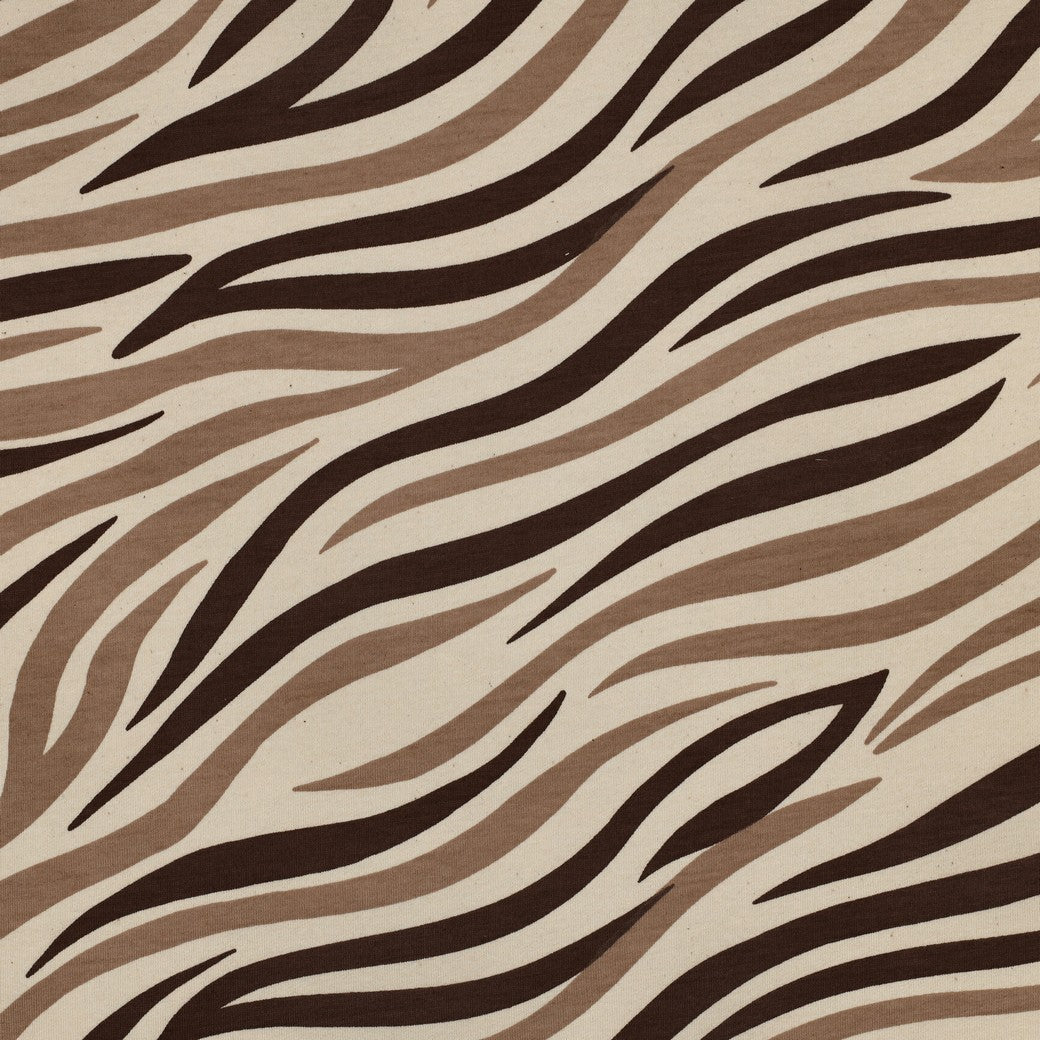 Zebra Brown Cotton Sweat-shirting Fabric