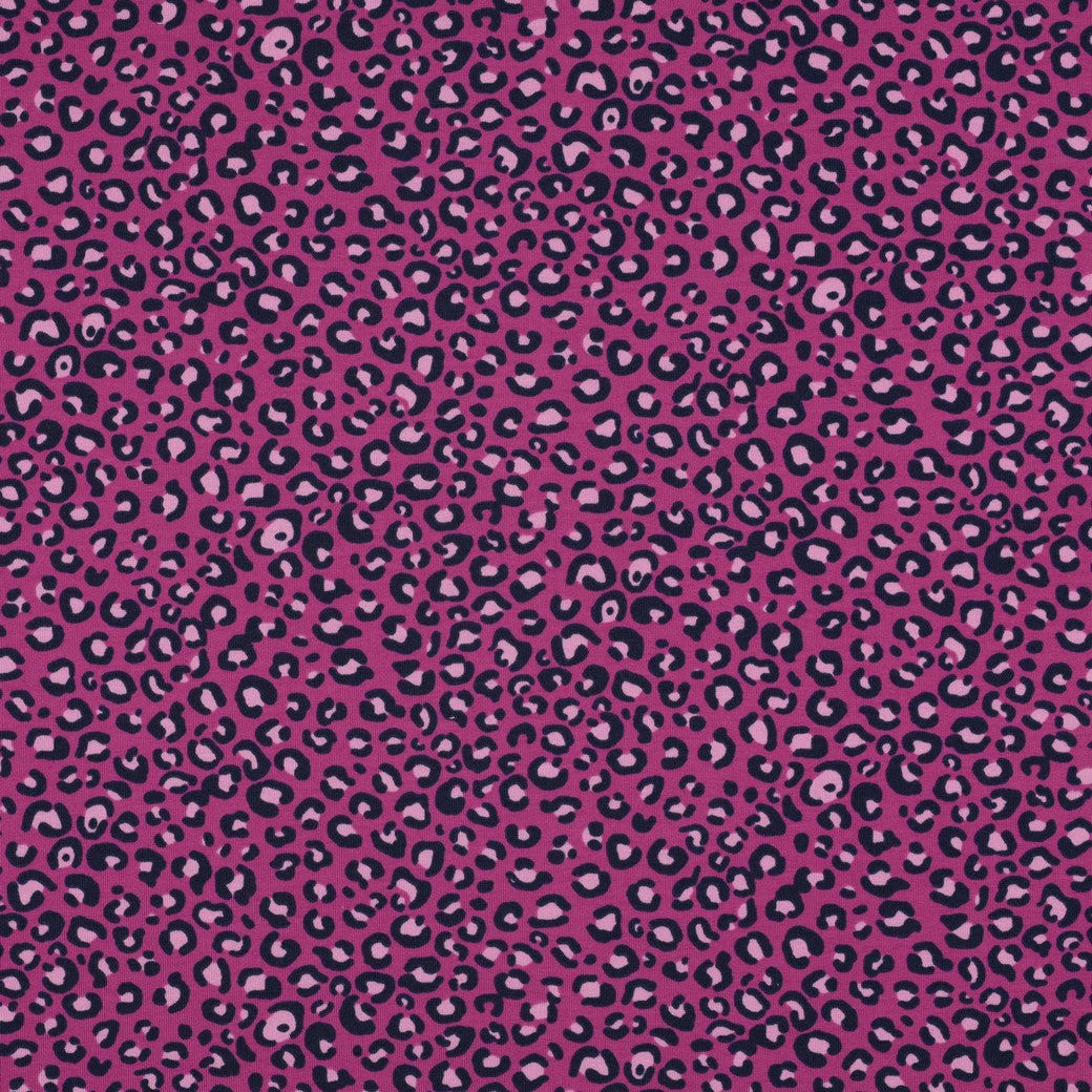 Animal Print Pink Cotton French Terry Fabric