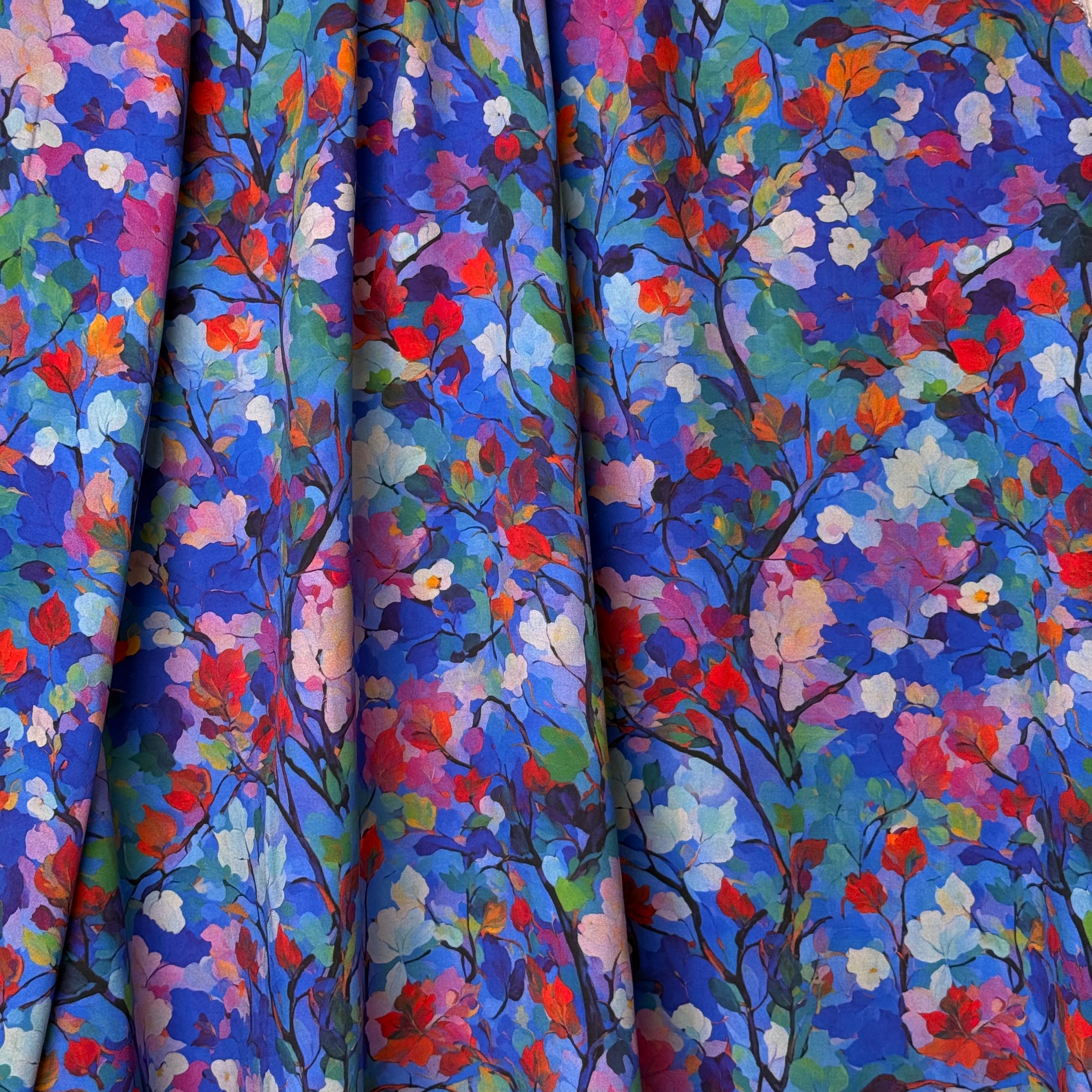Trees in Watercolour Bloom Viscose Fabric