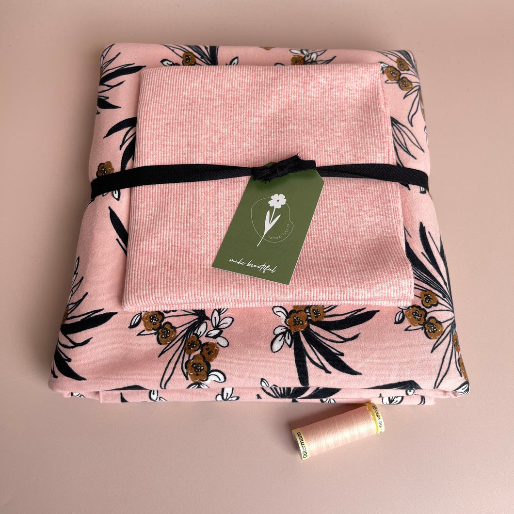 Colour Bundles - Flower Stalks Cotton French Terry and Ribbing Fabrics